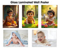 KRISHNA BABY POSTER  4, 5, 6 and BABY POSTER  3 and 4 (GLOSS LAMINATION) : glossy Krishna child art print, laminated baby pho
