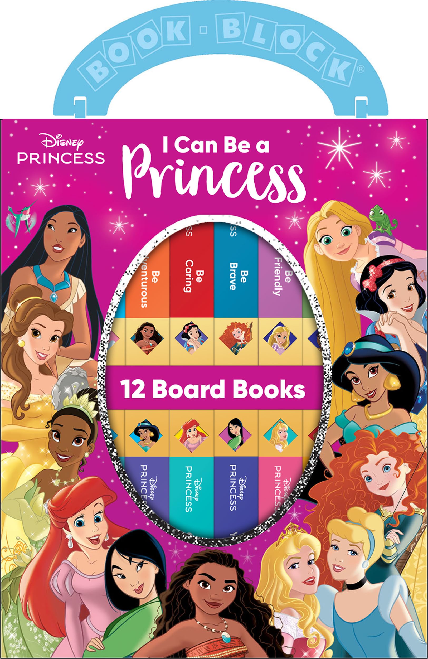 Disney Princess  I Can Be Princess My First Library Board Book Block 12Book Set Teaches Positive Traits Like Caring, Friendlin