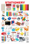 Stationery Laminated Educational Wall Chart for Kids  Colourful Illustrations of School Supplies, BothSide Laminated, TearRes
