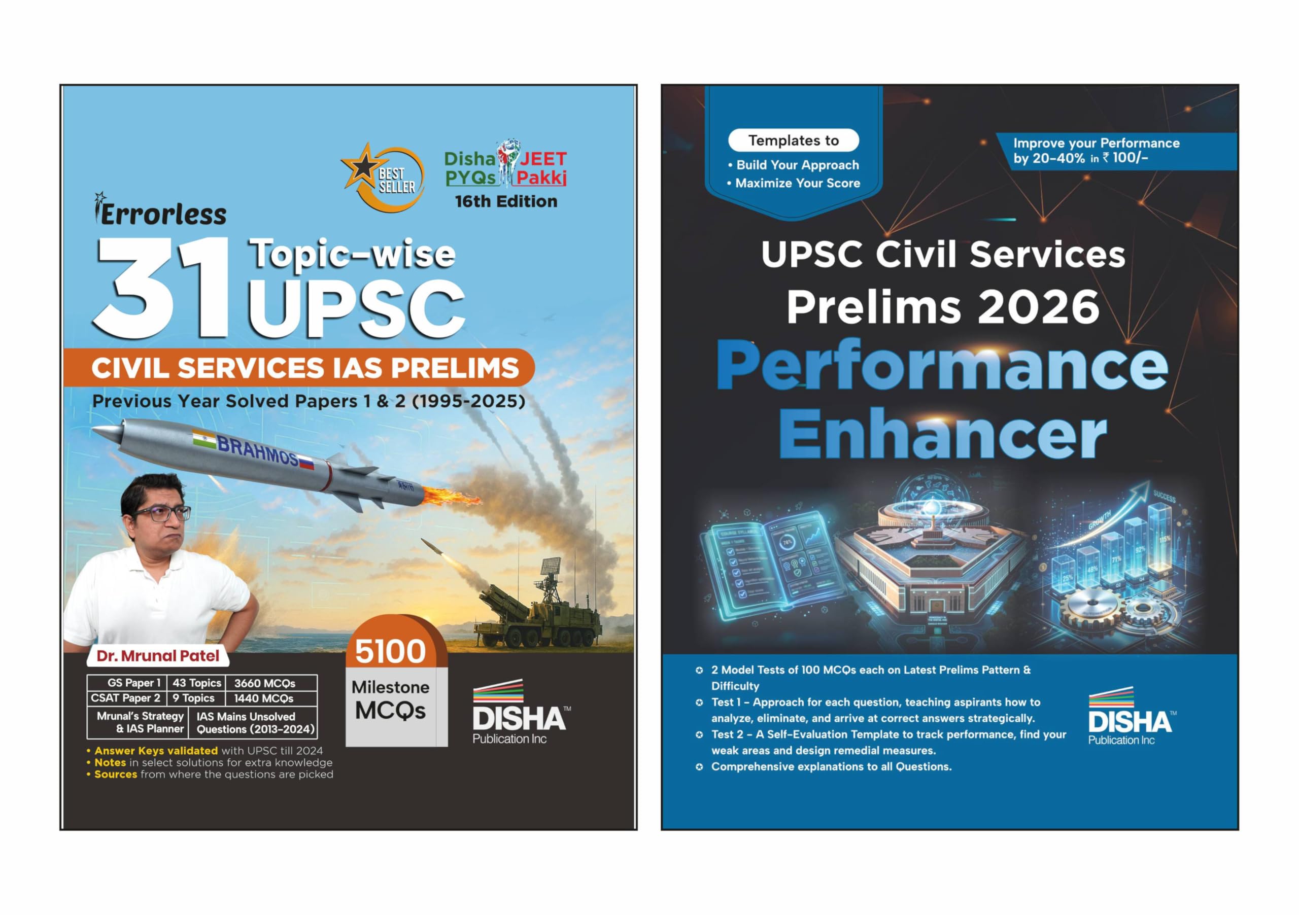 Disha SCORE HIGHER in UPSC Civil Services 2026 IAS Prelims Topicwise Previous Year Solved Papers 1 & 2 (1995  2025) by Mrunal 