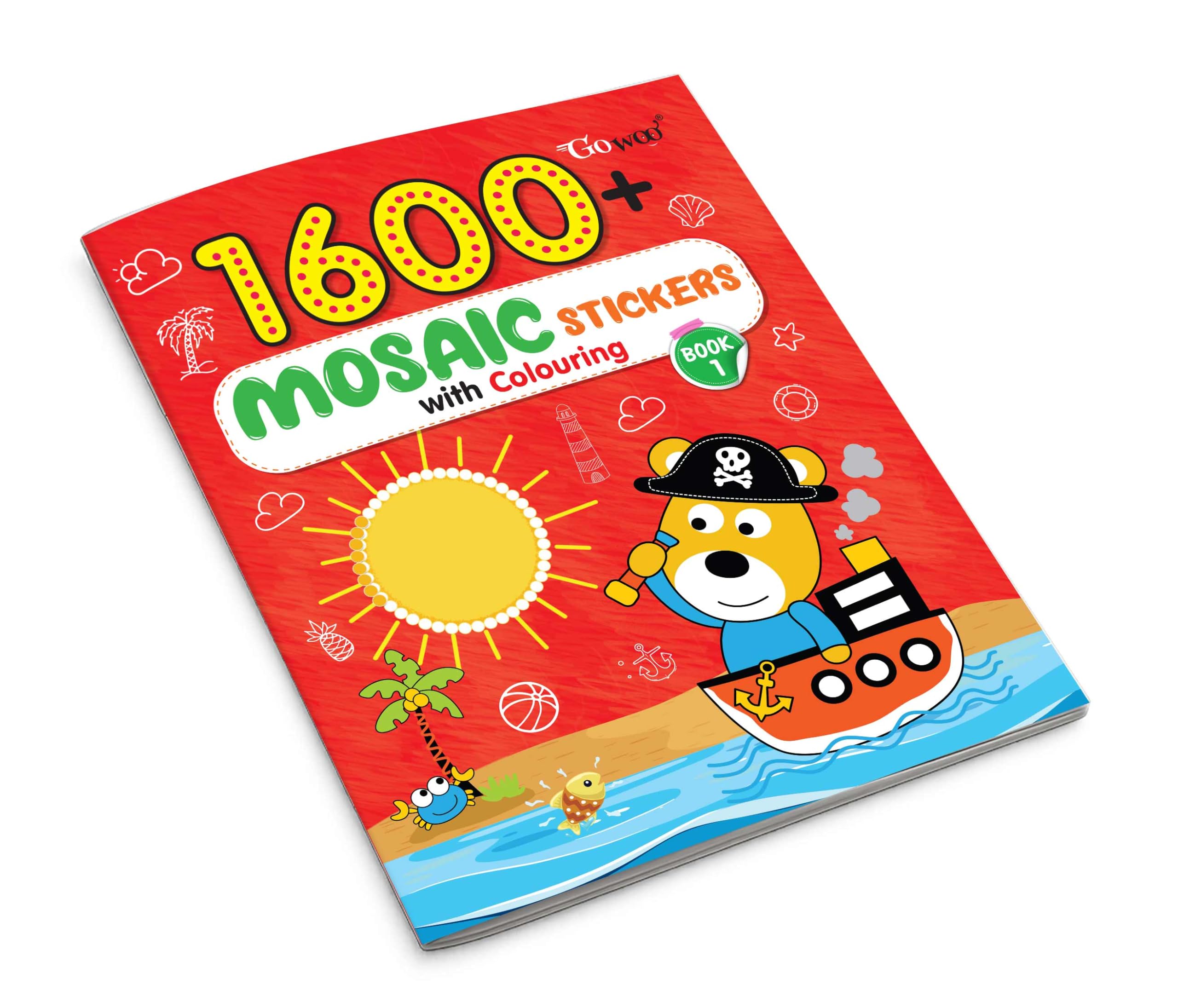 1600+ Mosaic Stickers with Colouring Book  1 : fun colourful mosaic stickers, mosaic theme sticker and colouring bok for child