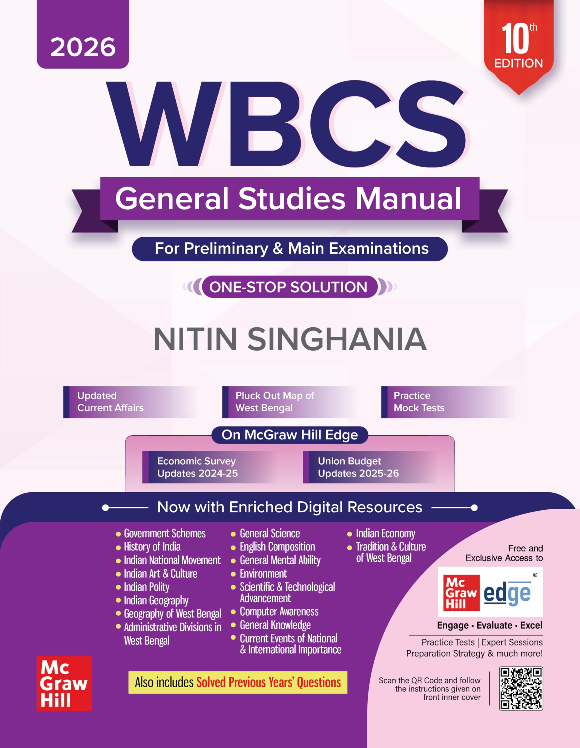 WBCS General Studies Manual (English) 2026 by Nitin Singhania (IAS) | 10th Edition | Solved Previous Years Questions (20152023)