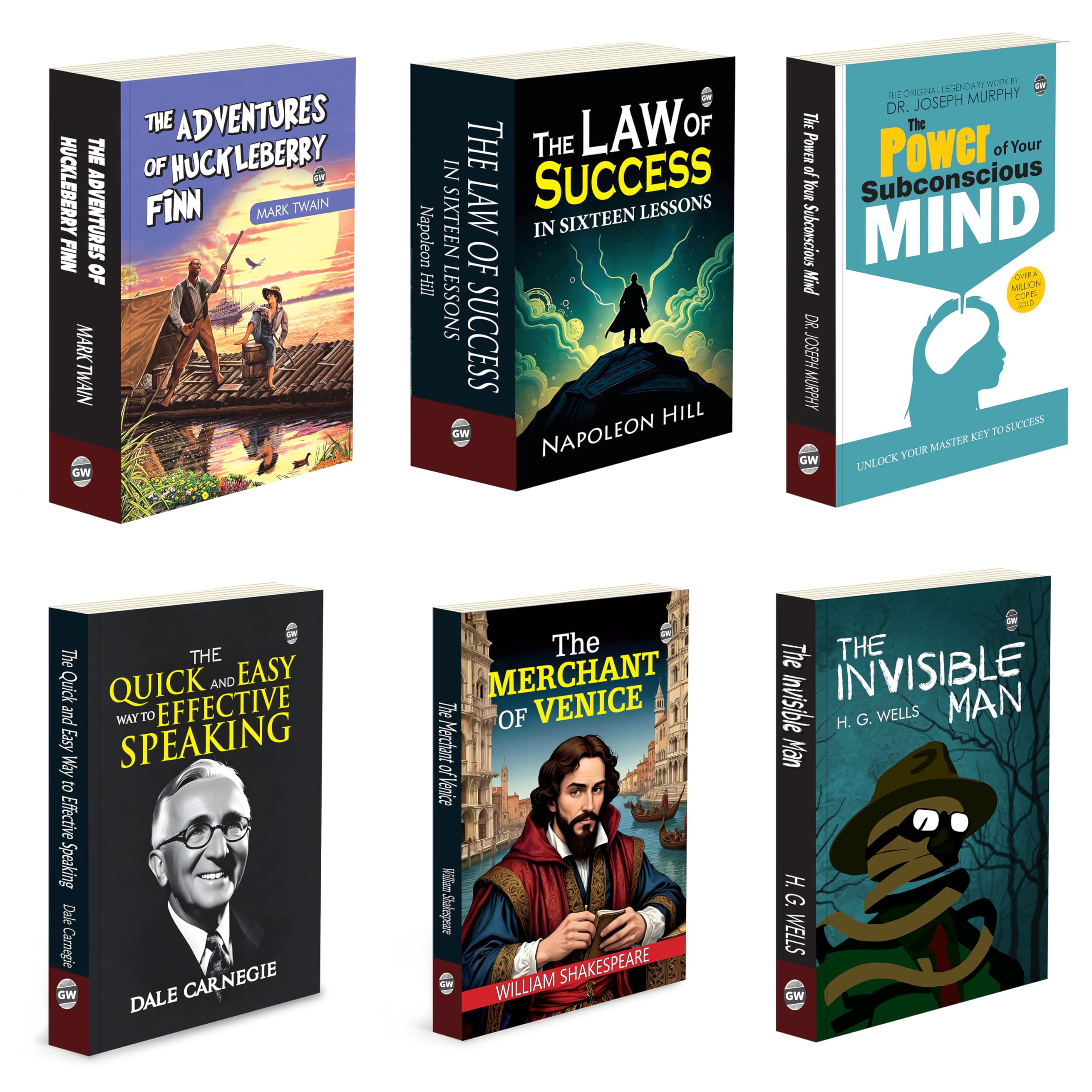 The Adventure Of Huckleberry Finn, The Invisible Man, The Power Of Your Subconscious Mind and more : Adventure classics combo, 
