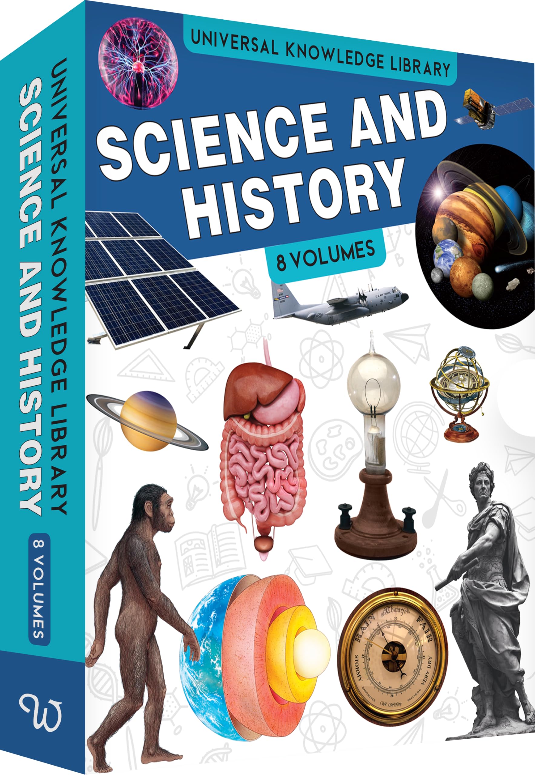 Universal Knowledge Library:Science & History Set of 8 Books|Ancient Civilisations|Energy|Human Body|Inventions|Planets|Prehisto