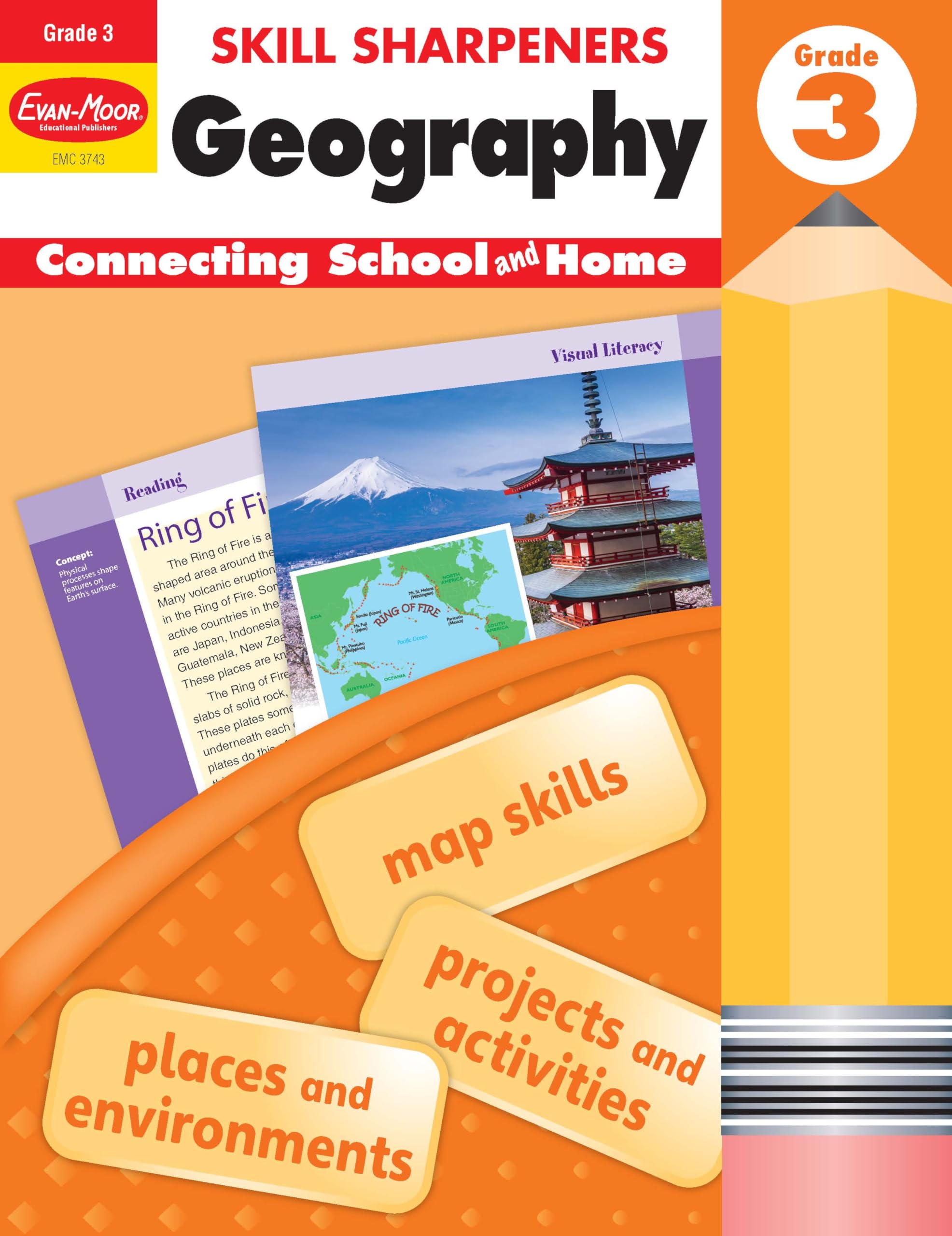 EvanMoor Skill Sharpeners: Geography, Grade 3 Activity Book  Supplemental AtHome Resource Geography Skills Workbook
