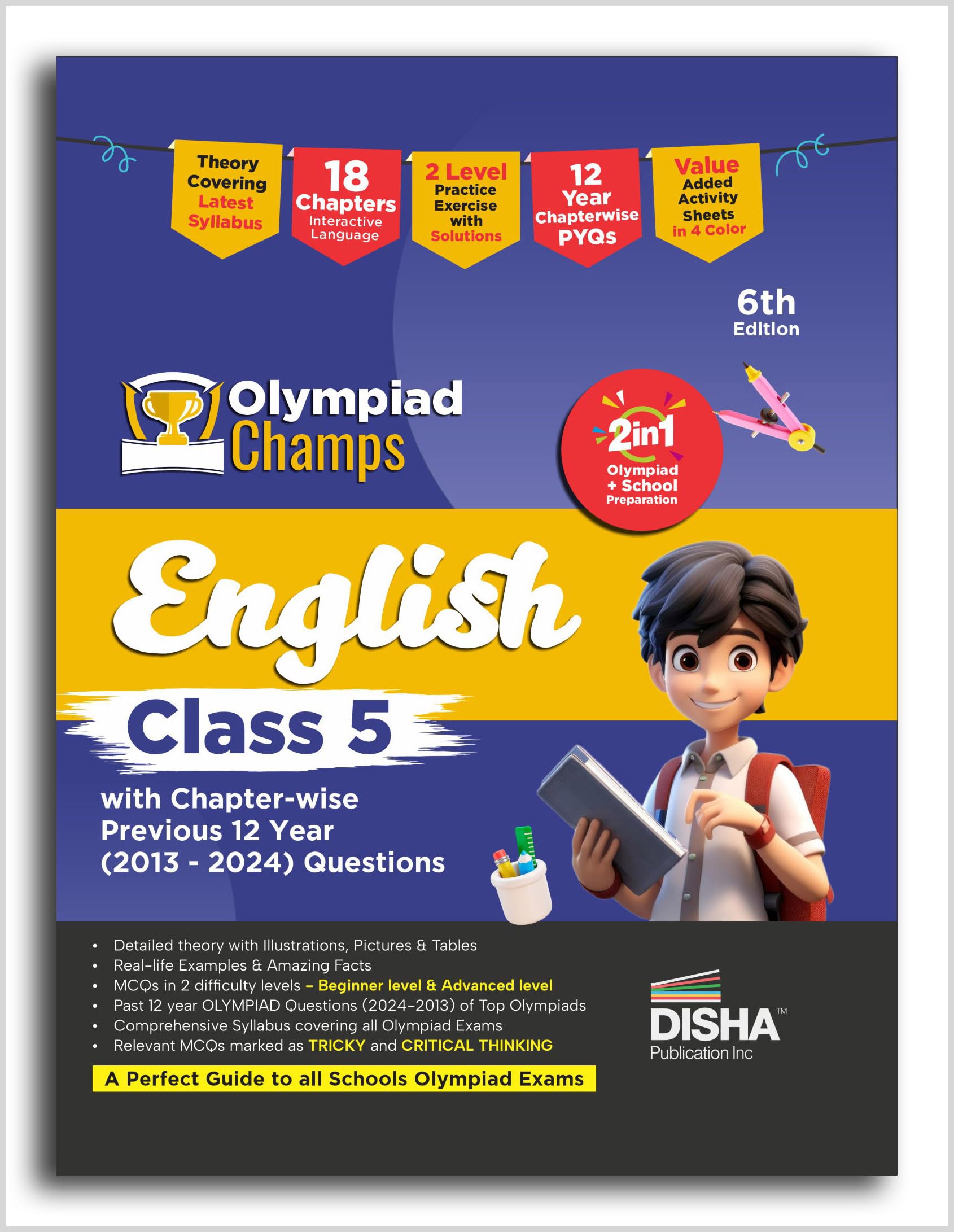 Old Edition  Disha Olympiad Champs English Class 5 With ChapterWise Previous 10 Year (2013  2022) Questions 5Th Edition | Com
