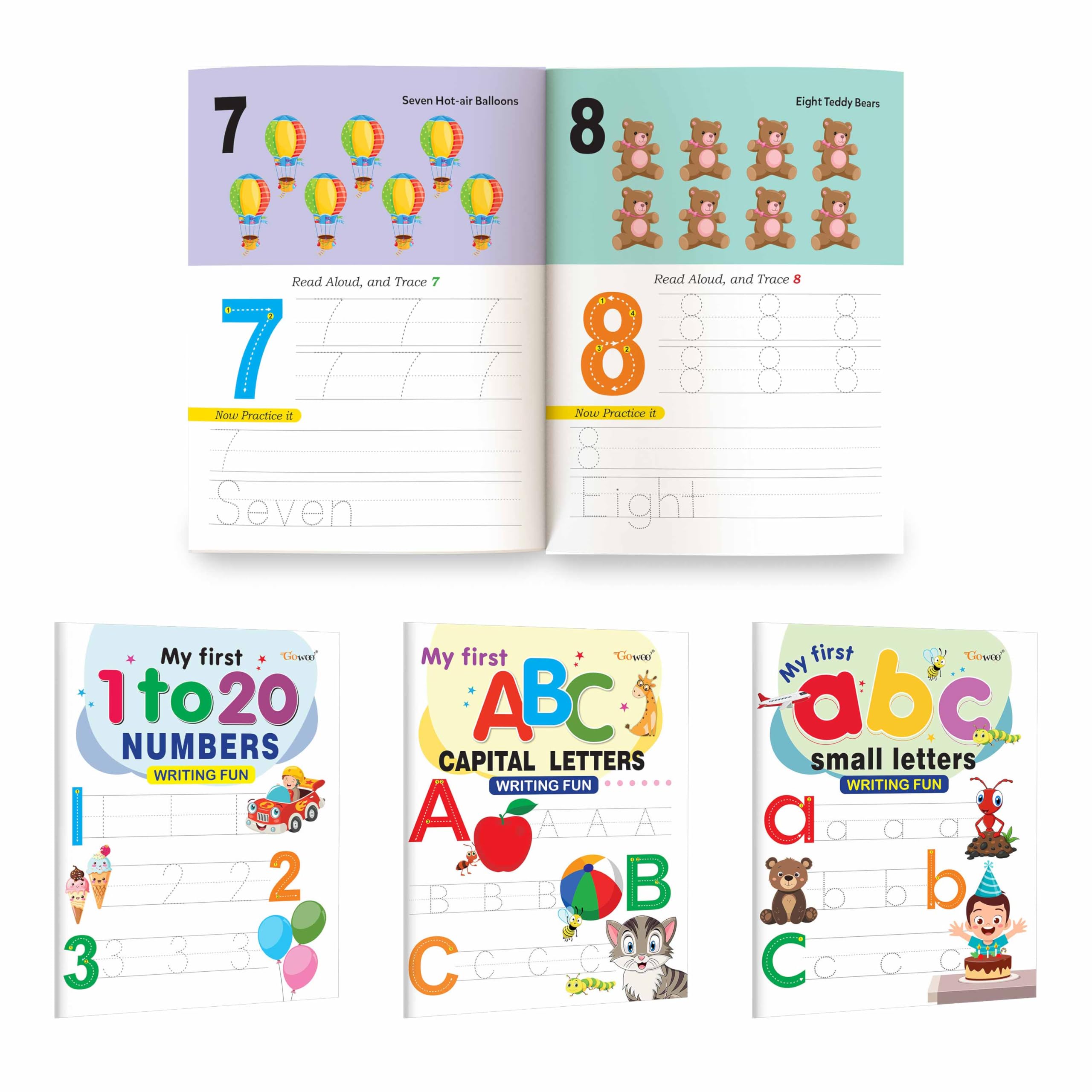 My First Capital Letters ABC, Small Letters abc and Numbers 120 Writing Fun : kids learn to write books, writing and learning b