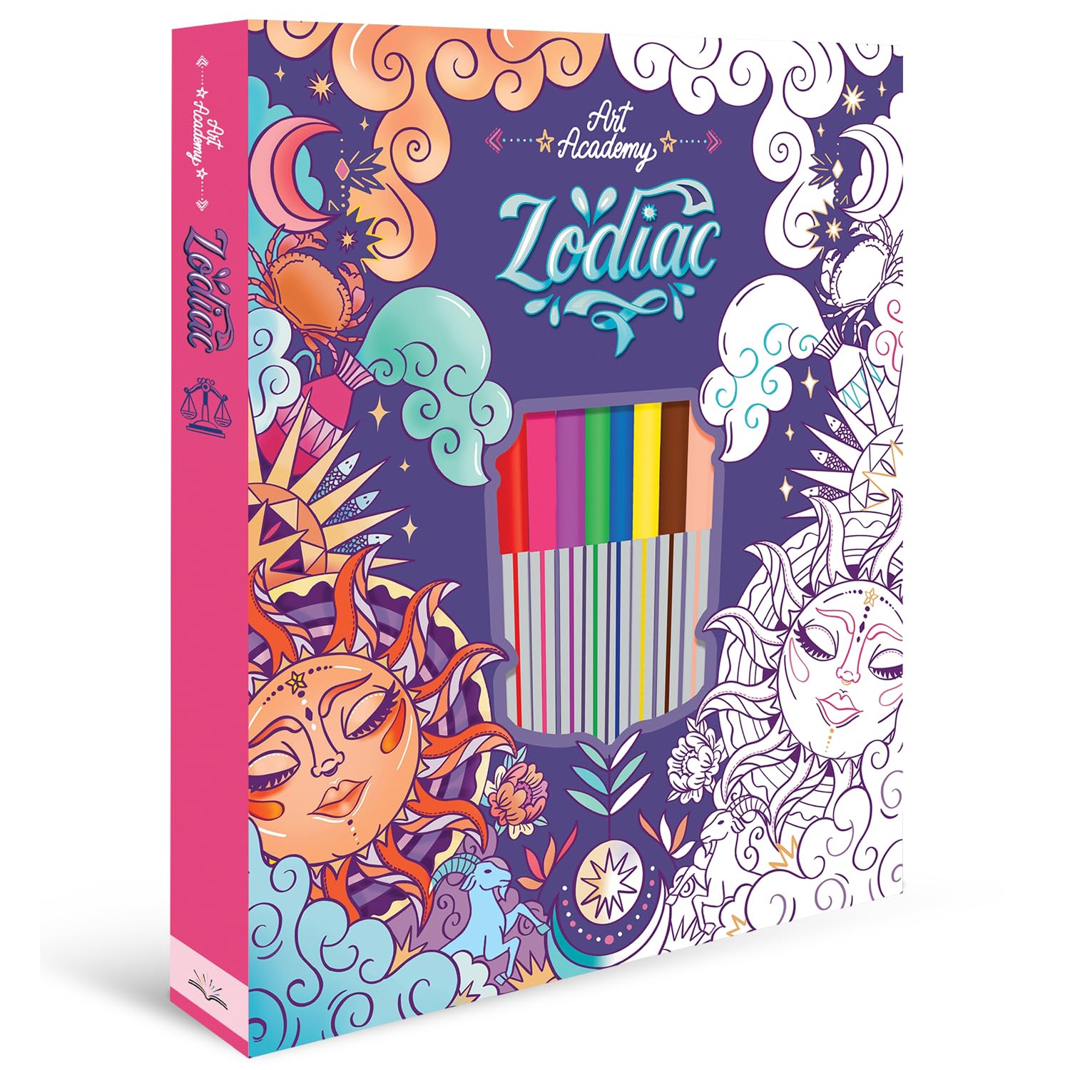 Zodiac Colouring book set for kids, Colour your Artwork with beautiful and unique designs [Hardcover]
