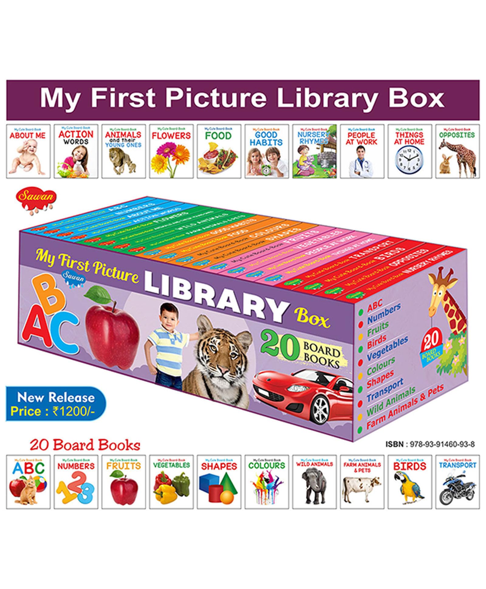 My First Picture Library Box Set | 20 Board Books | By Sawan Books