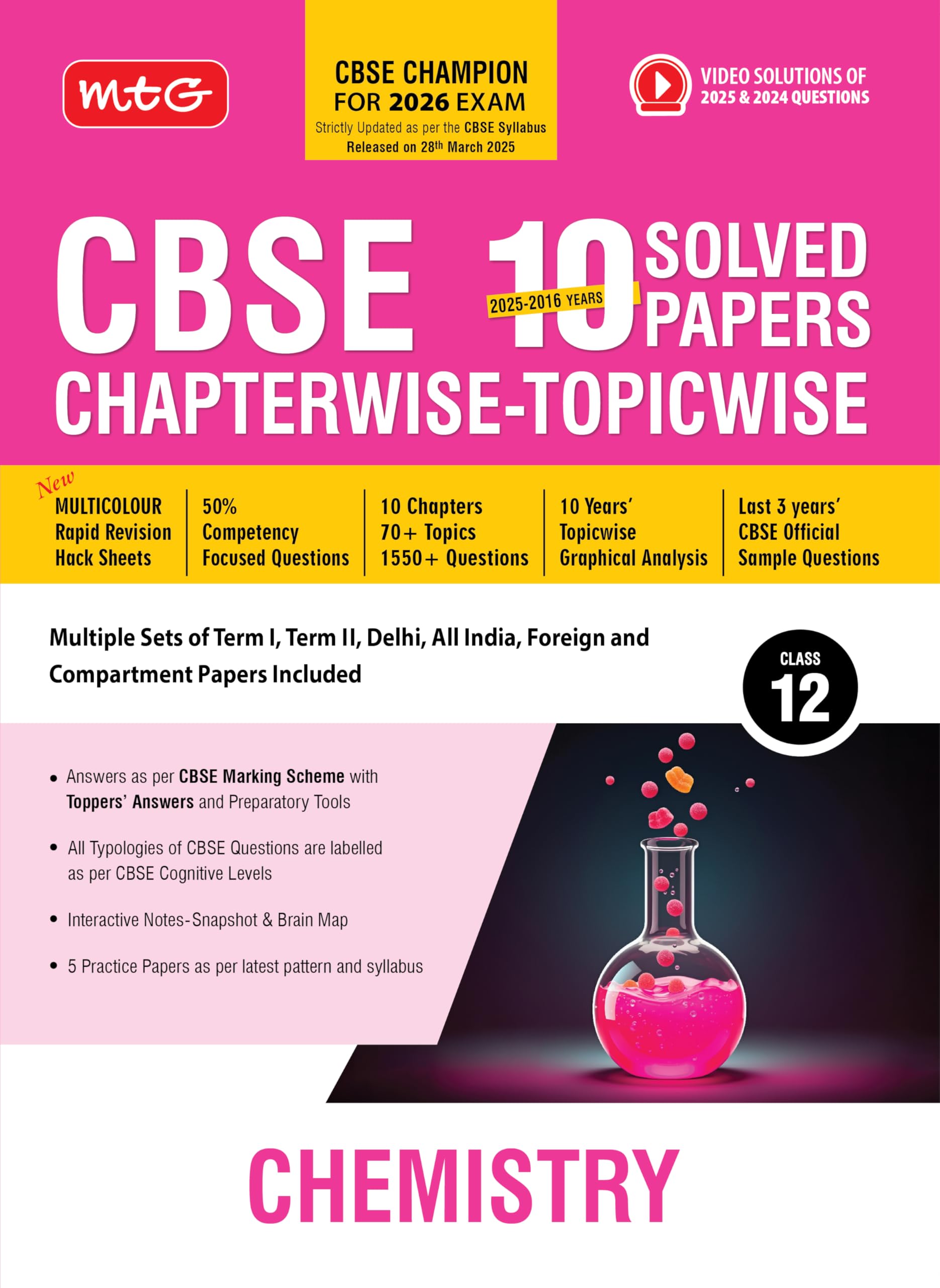 Mtg Cbse 10 Years (20252016) Chapterwise Topicwise Solved Papers Class 12 Chemistry  Cbse Champion For 2026 Exam | Free Video 