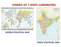 India And World Map Combo | 100 X 140 Cm ( 40 Inch X 56 Inch ) | Laminated | English | Big Size