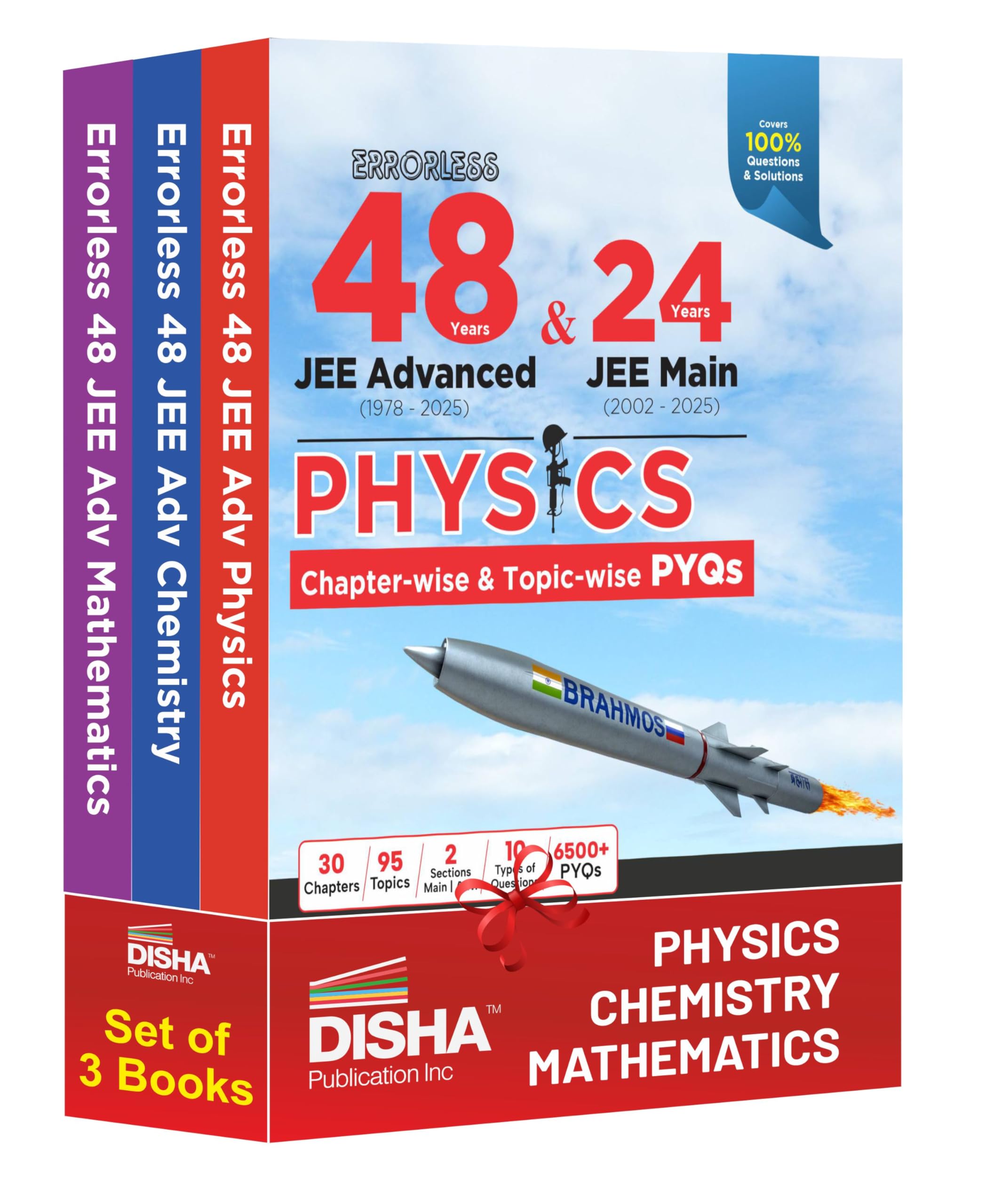 Disha Combo (Set Of 3 Books) Errorless 48 Years Jee Advanced (1978  2025) & 24 Year Jee Main (2002  2025) Physics, Chemistry &