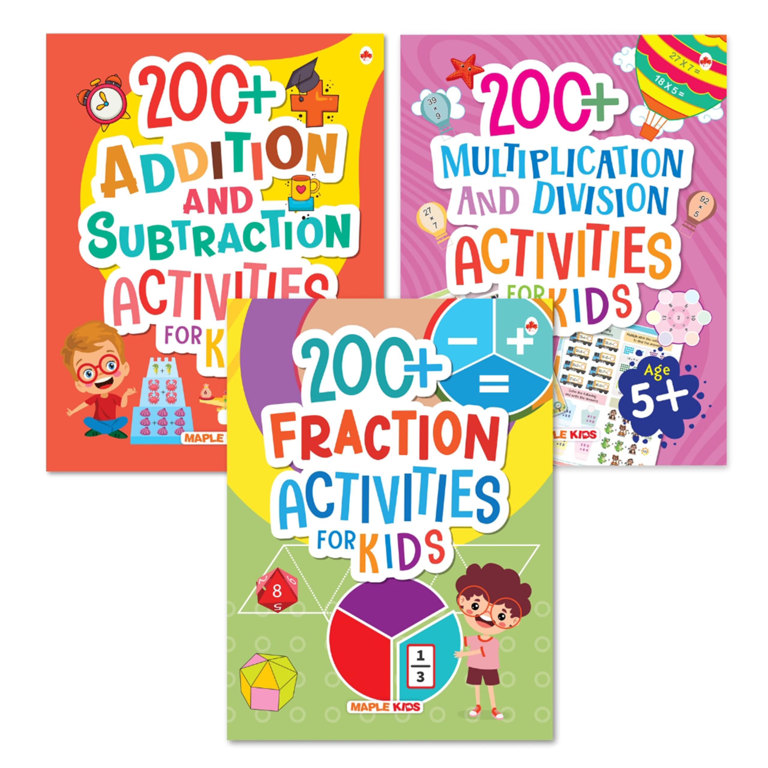 Activity Books for Kids (Set of 3 Books)  600+ Maths Activities for Children  Addition, Subtraction, Multiplication, Division,