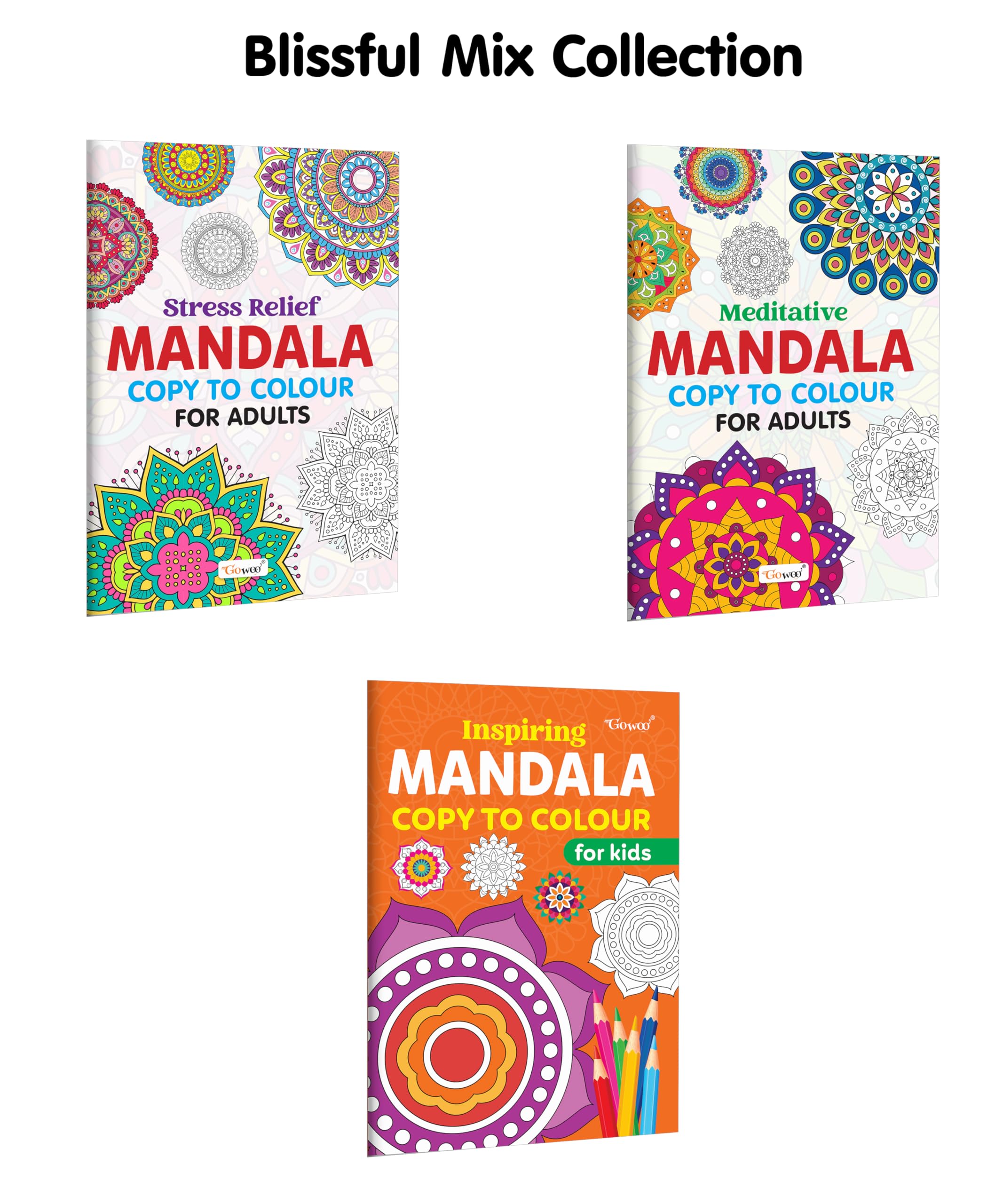 Stress Relief, Meditative,Inspiring Mandala Copy to Colour for Kids & Adults : Stress Relief Mandala Art ,Mindful Mandala Edit