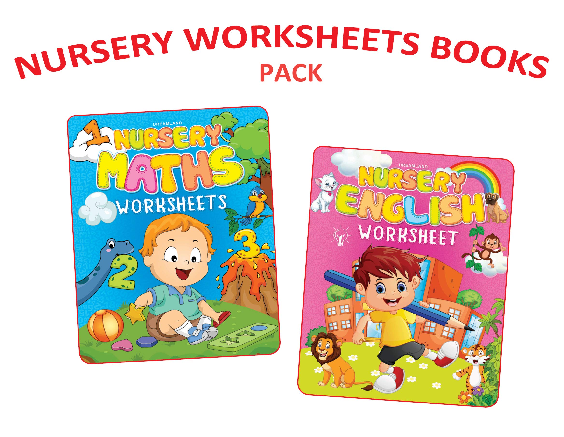 Nursery Worksheets 2 Books Pack for Children Age 2 5 Years| English & Maths Early Learning Worksheets, 216 Pages