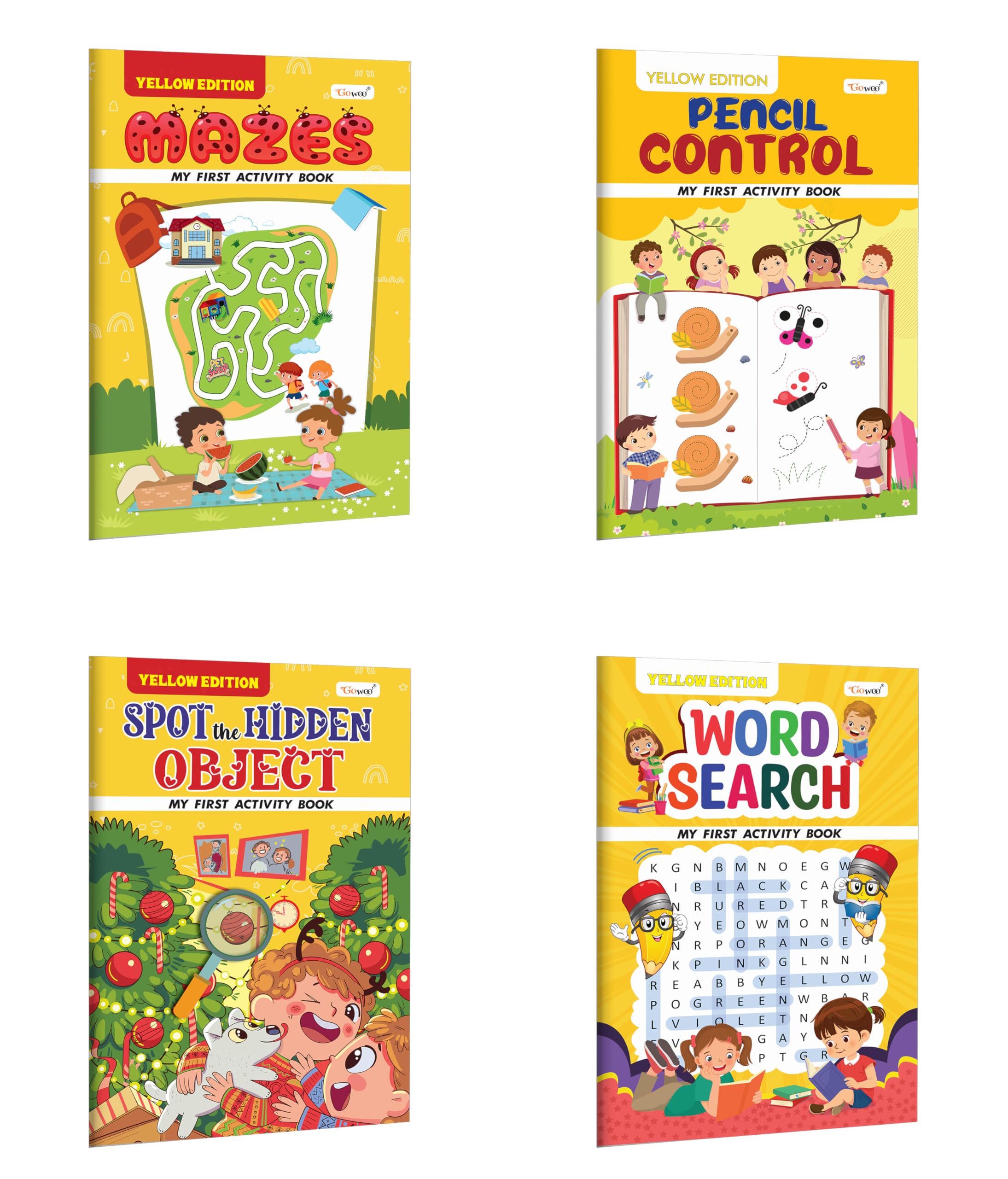My First Activity Book  Word Search, Mazes, Pencil Control and Spot the Hidden Object  All in Yellow Edition : Toddler fun le