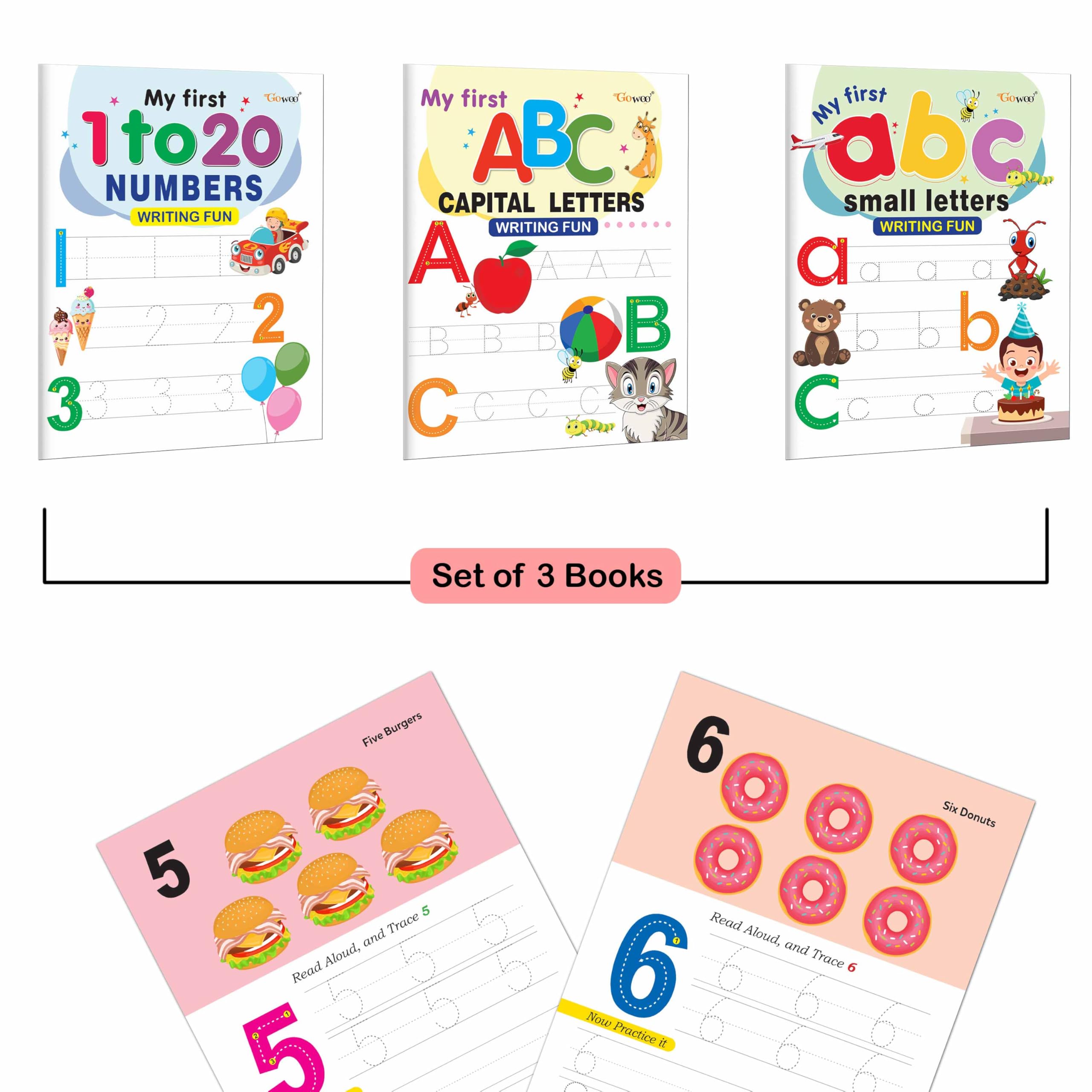 My First Capital Letters ABC, Small Letters abc and Numbers 120 Writing Fun : alphabet writing book for kids, Toddlers handwrit