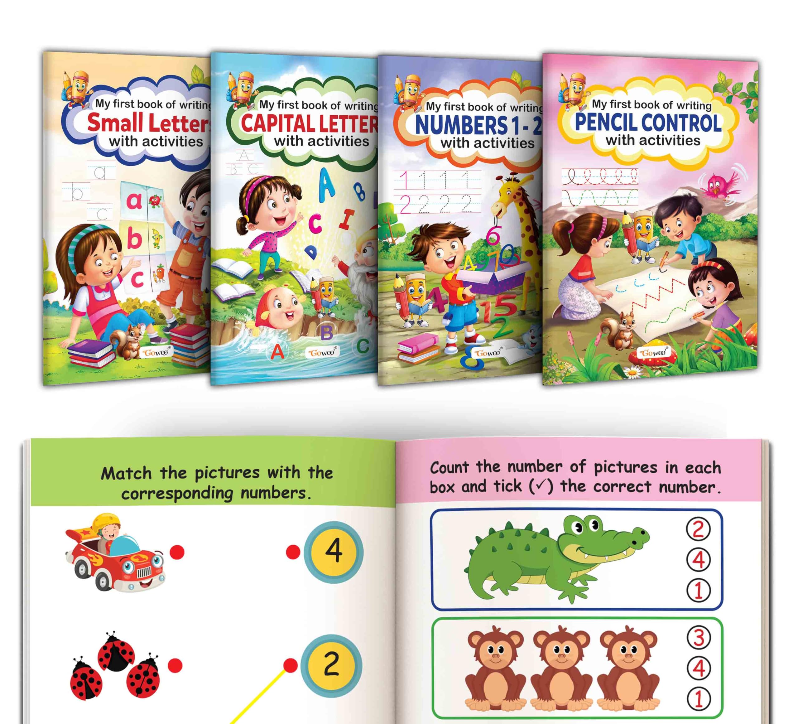 Essential Writing workbook with activities for kids : Writing books for preschoolers, Kids Writing Book, Alphabet writing practi