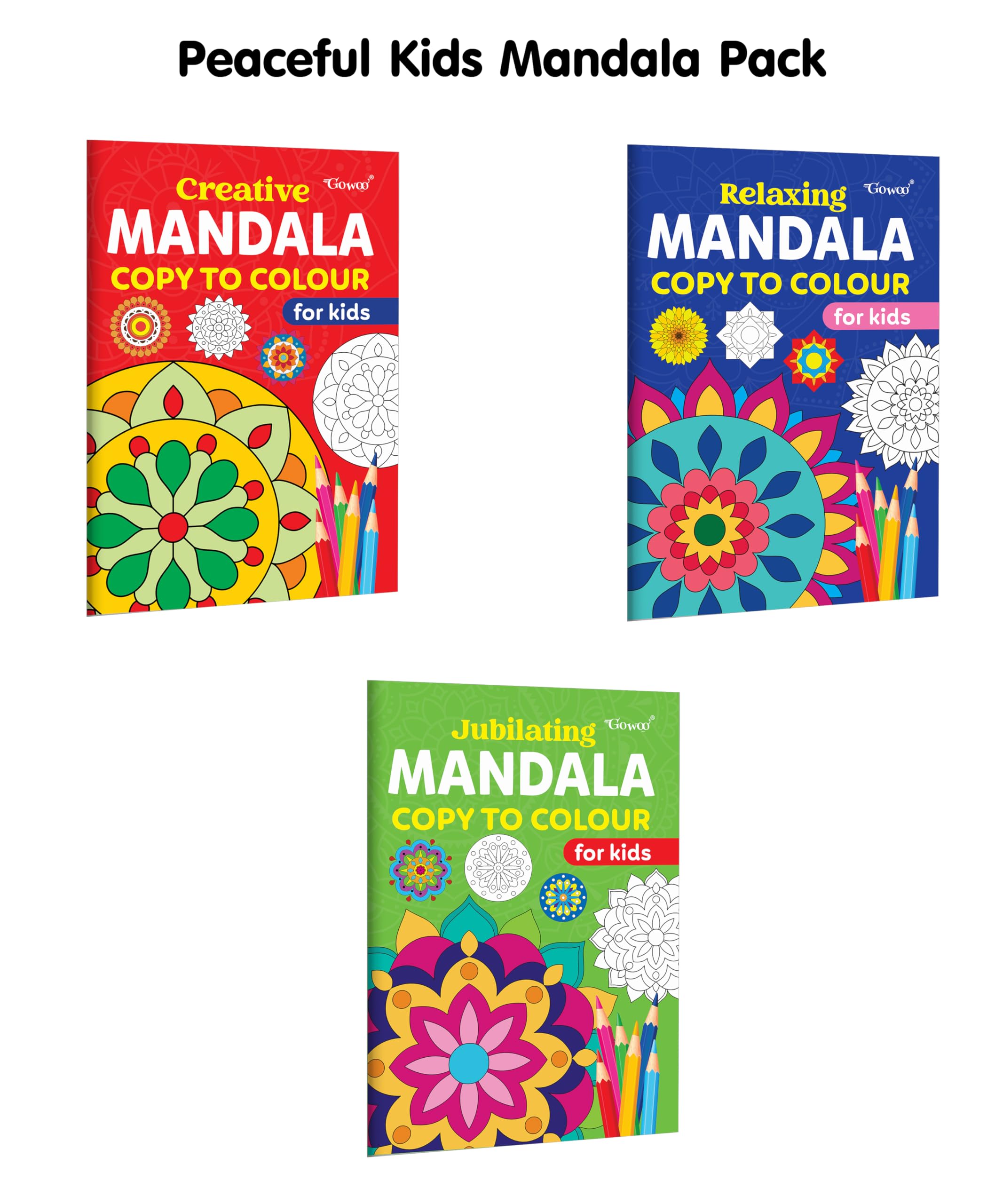 Creative, Relaxing & Jubilating  Mandala Copy to Colour for Kids : preschool art activity set, fun colouring for nursery kids,
