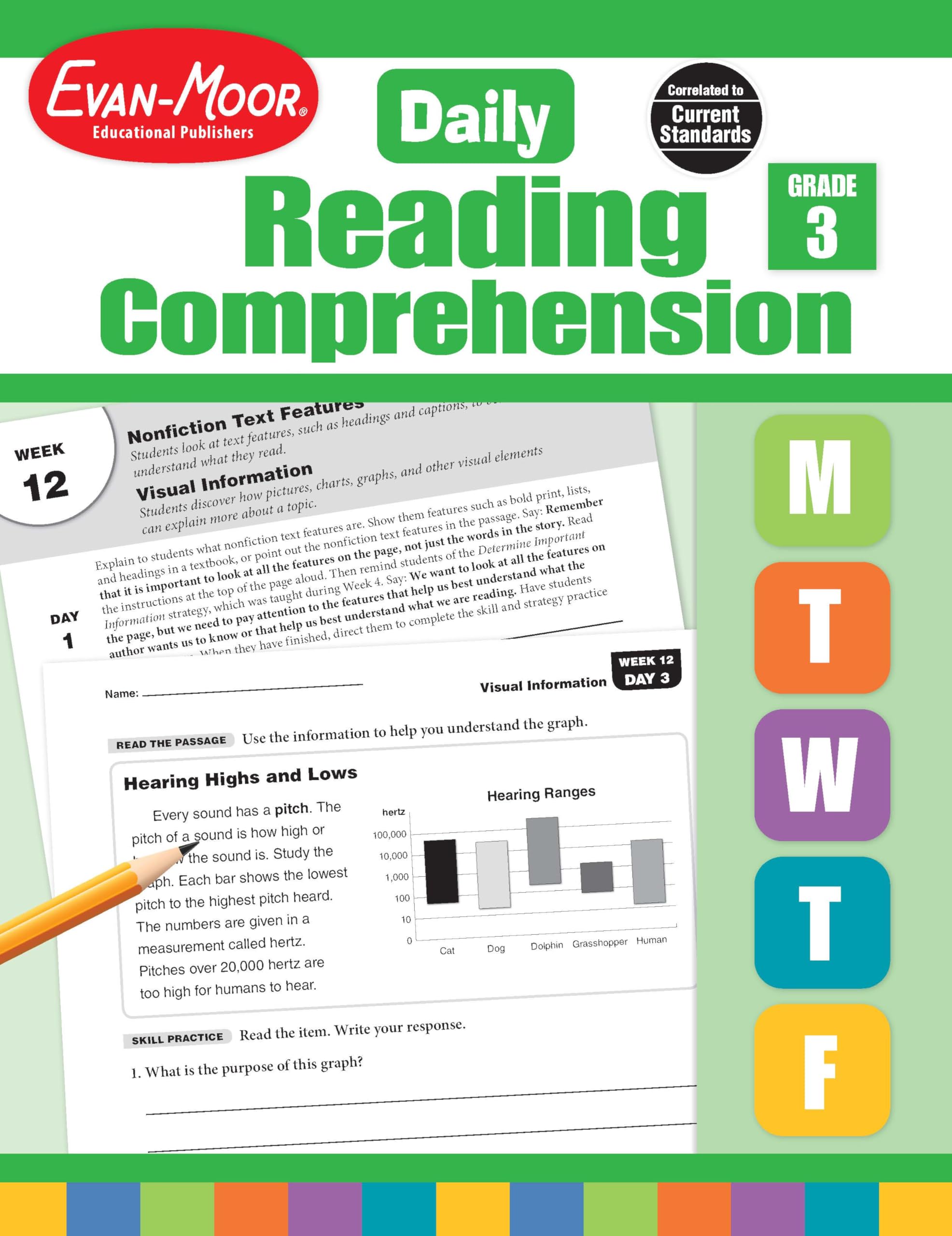 EvanMoor Daily Reading Comprehension, Grade 3  Homeschooling and Classroom Resource Workbook, Reproducible Worksheets, Teachin