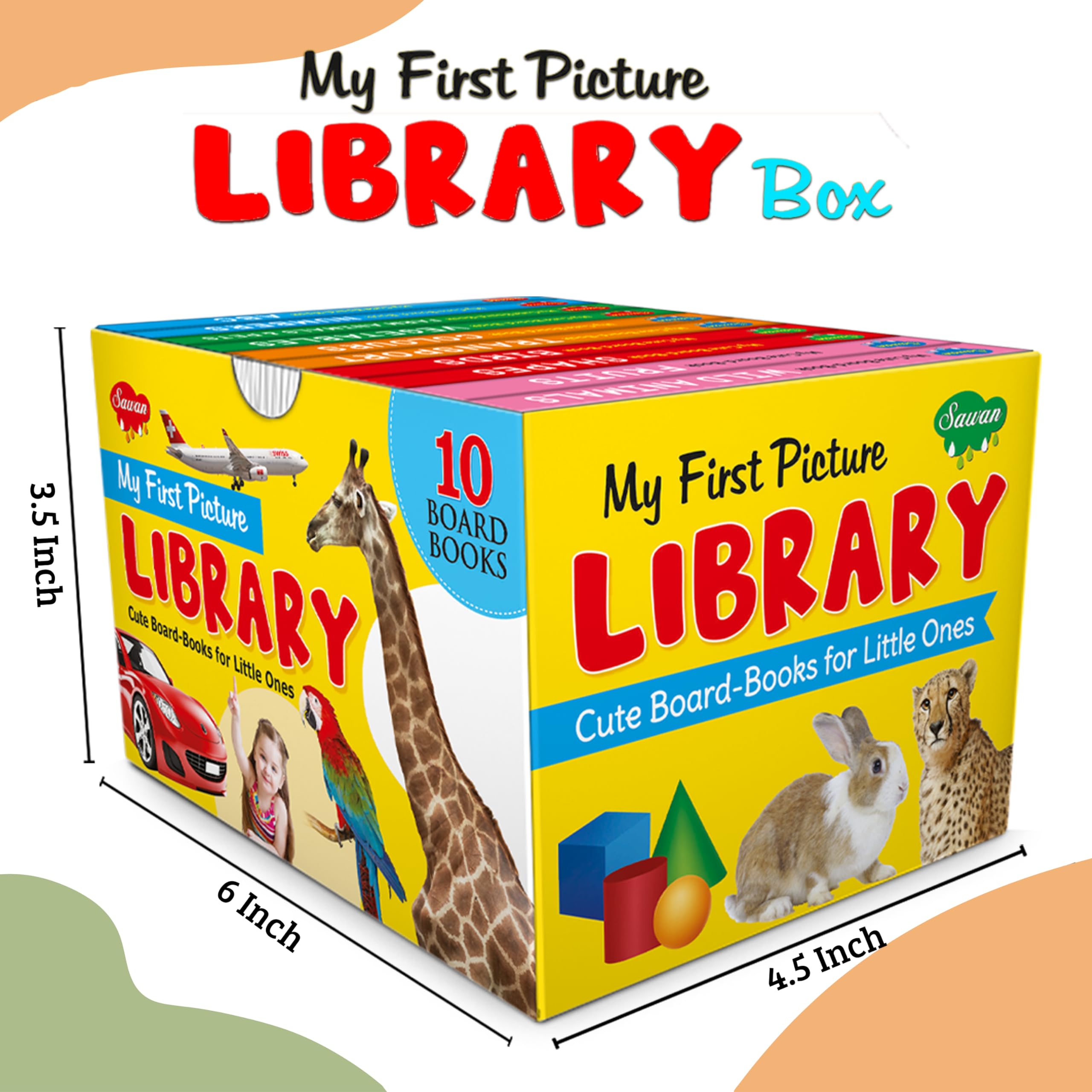Childrens educational board book collection : Kids First Library Box, Learning book for preschoolers, Educational picture bo