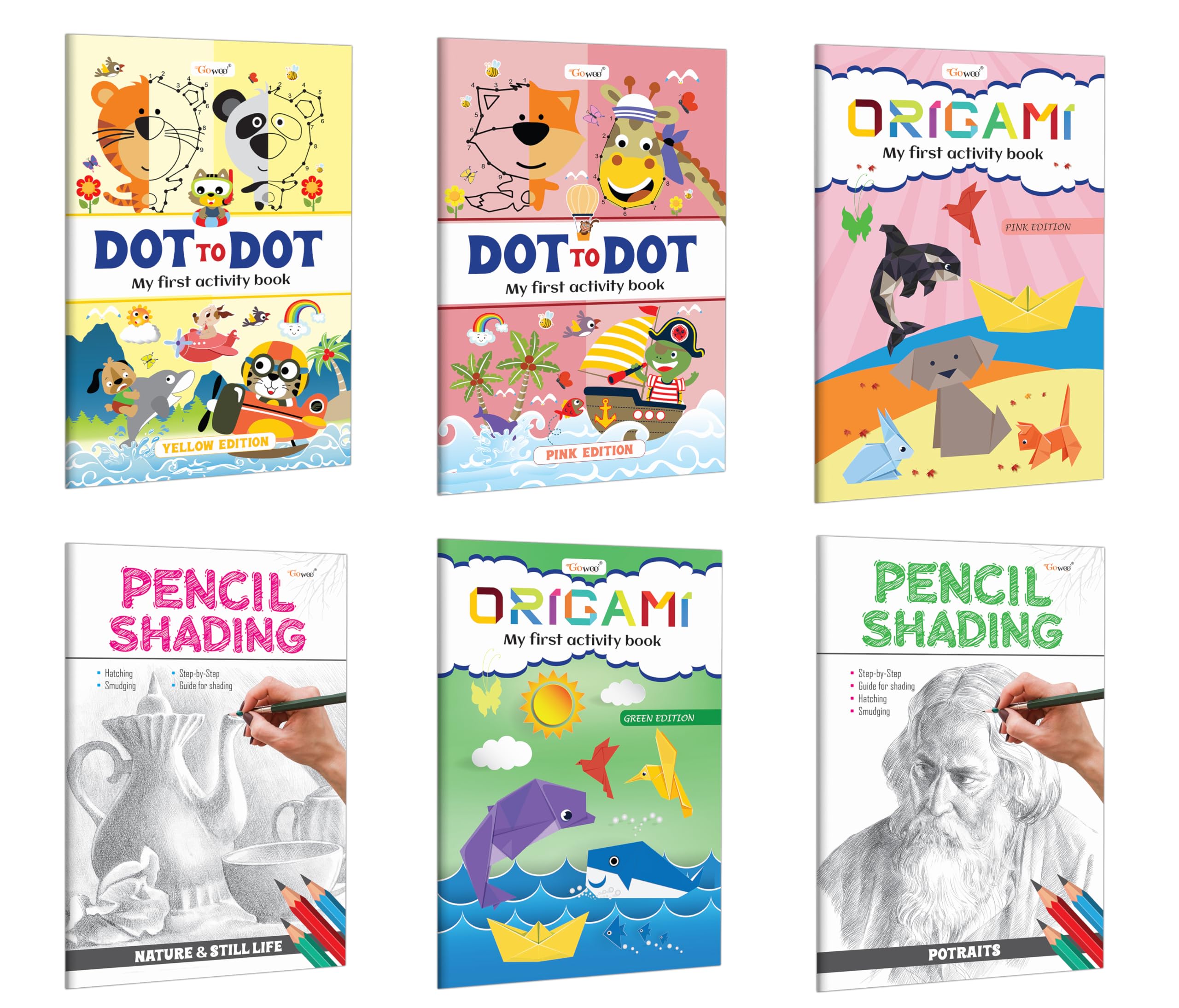 My First Activity Book Dot to Dot and Origami (Pink and Yellow Edition), Pencil ShadingNature & Still Life and Portraits :Kids