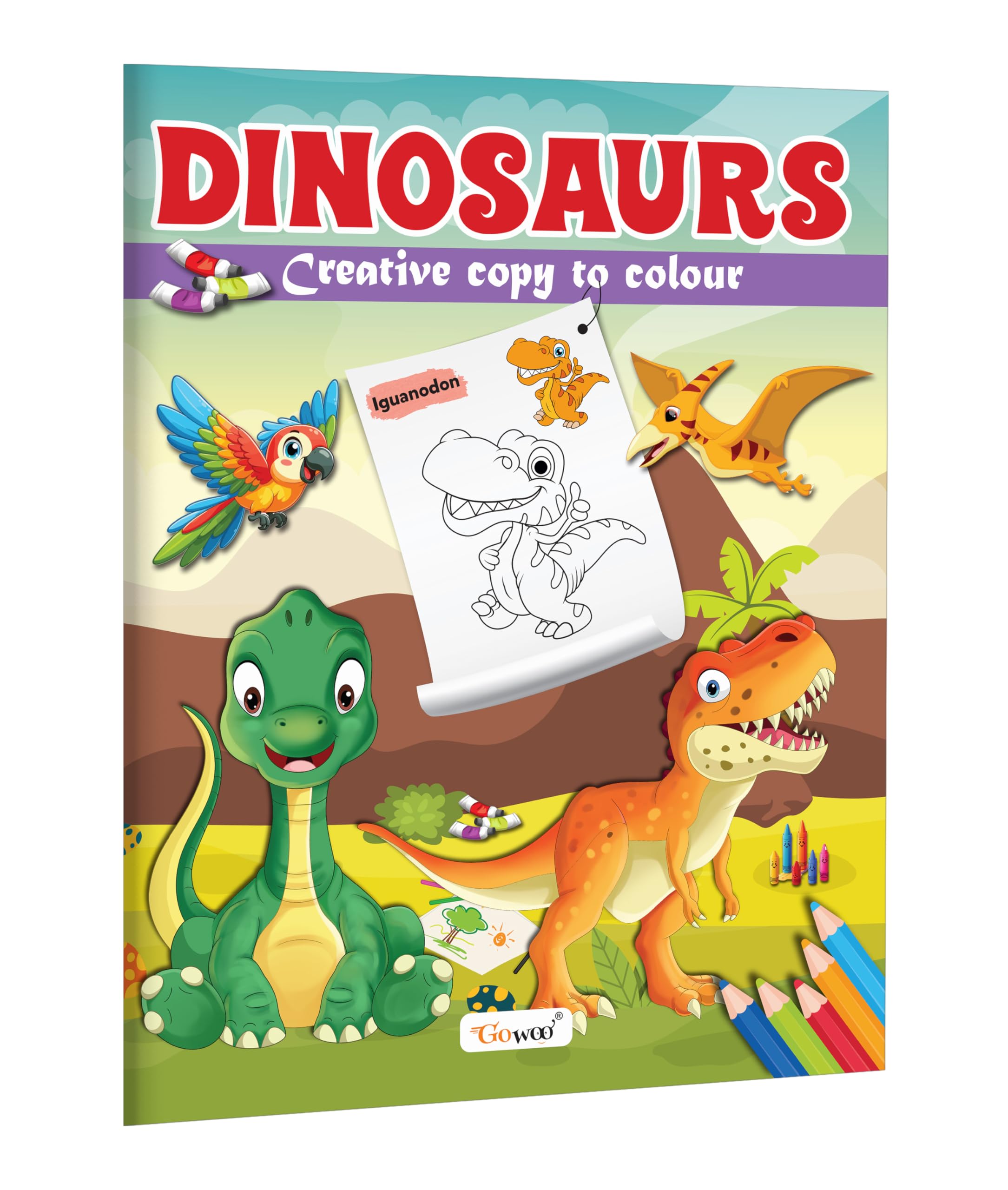 DinosaursCreative Copy to Colour : Educational Coloring Book for Kids, Interactive Coloring Book for Toddlers, Numbers and Colo