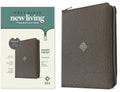 NLT Compact Giant Print Zipper Bible, Filament Enabled (LeatherLike, Woven Cross Gray, Red Letter)