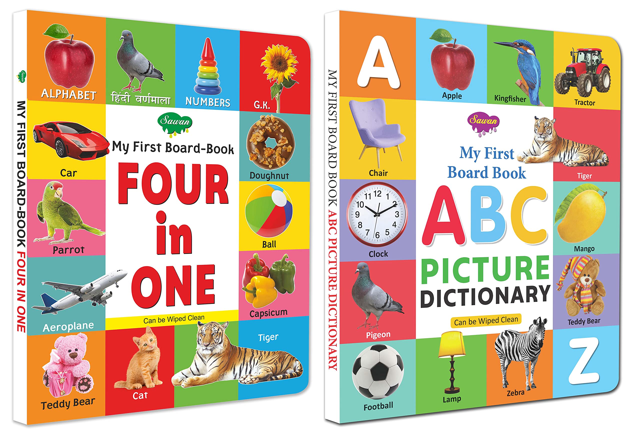 Sawan Set Of 2 Books My First Board Book (Abc Picture Dictionary, Four In One) [Board Book] Sawan