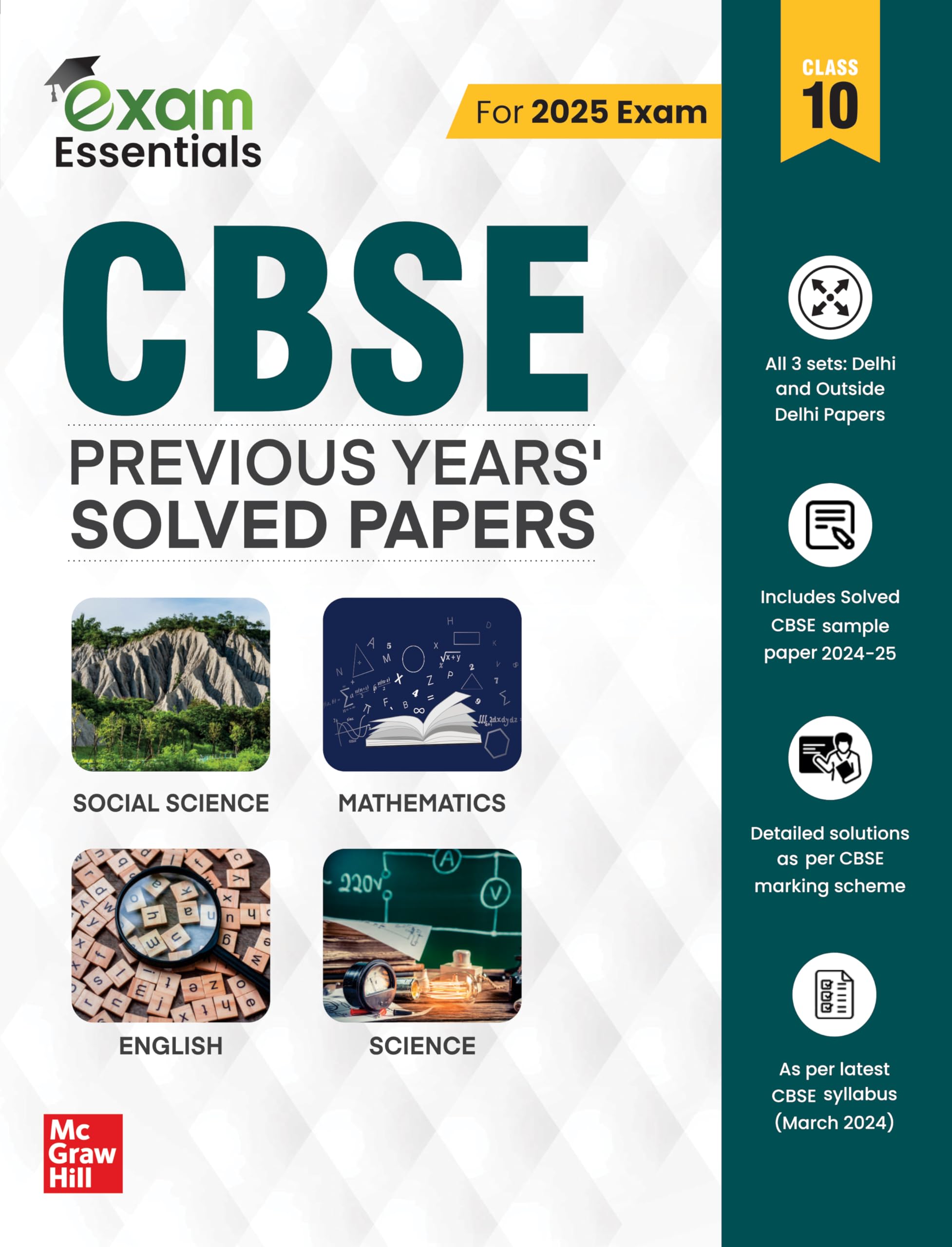 CBSE Class 10 PYQs (20172024) Previous Years Solved Papers | Science, Mathematics (Standard), Social Science, English | Incl