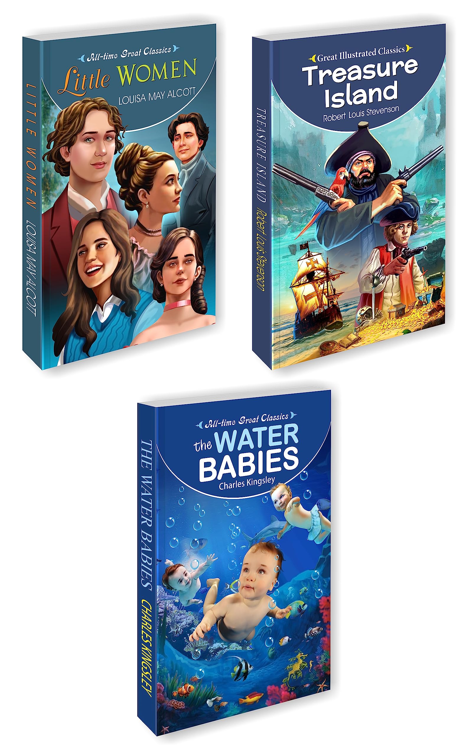 3 All Time Great Classics (Little Women, Treasure Island, The Water Babies)