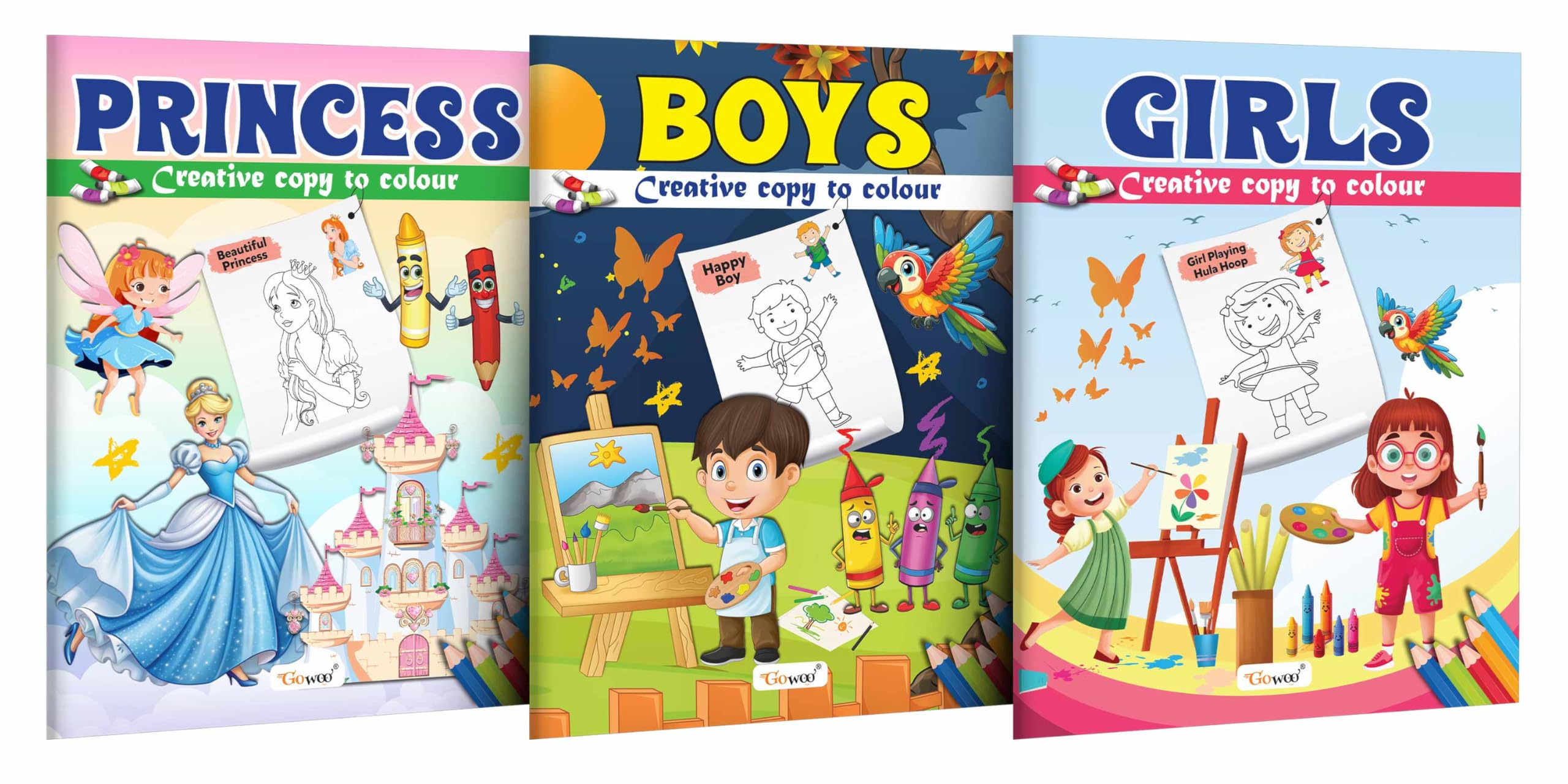 Princess, Boys and Girl  Creative Copy to Colour book : Easy Coloring Book for Young Learners, Toddlers Coloring Book, Copy to 