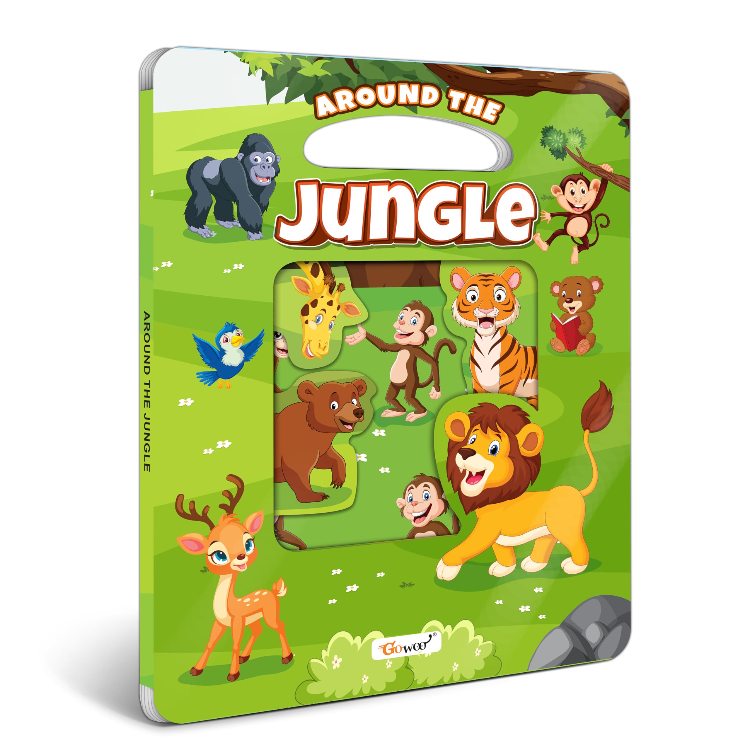 Around the Jungle Window Cut Board Book : Toddler Learning Book, Picture Book for Children, Die Cut Board Book, Educational boar