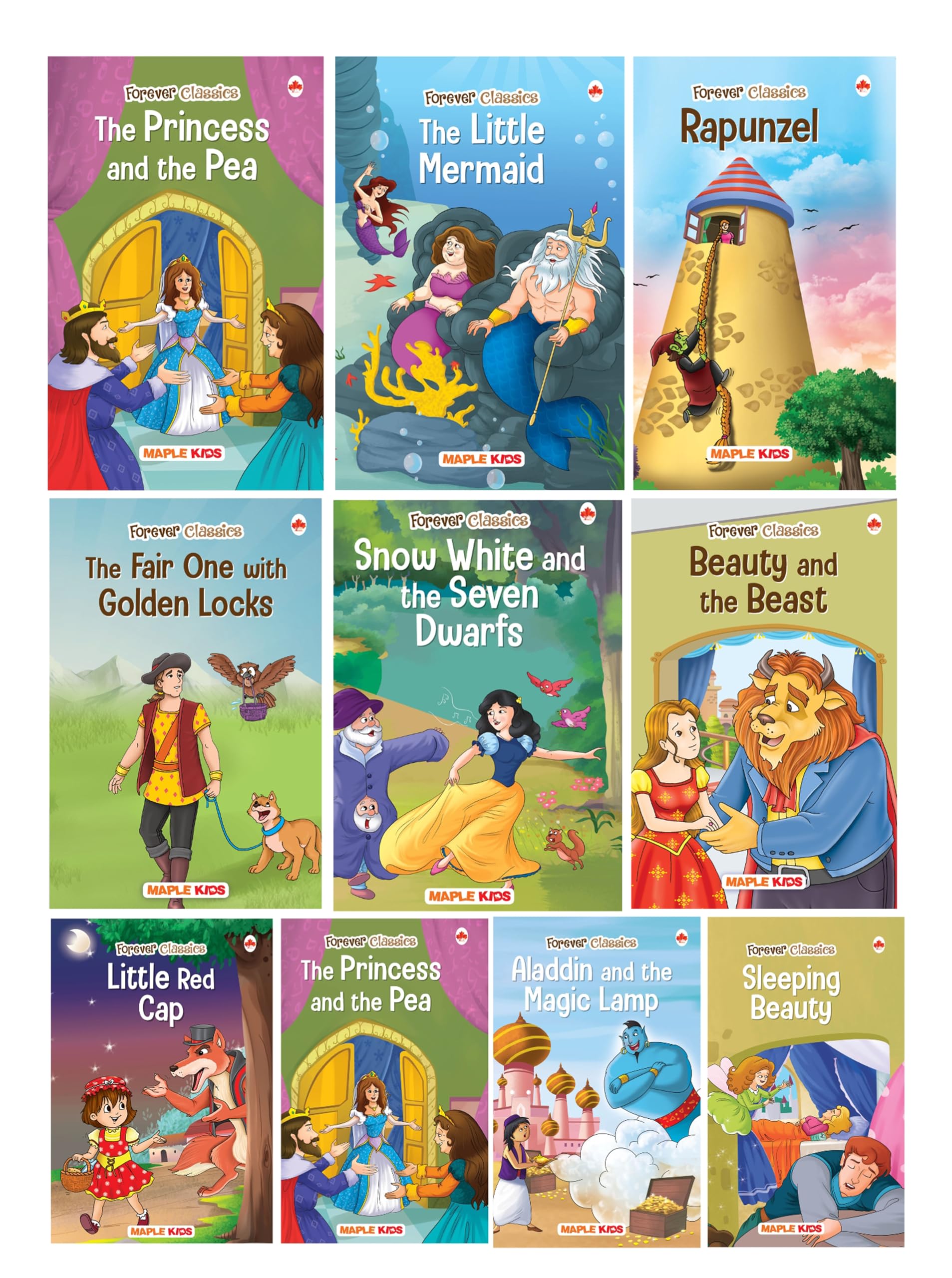 Fairy Tales (Set of 10 Story Books for Little Kids) (Illustrated)  Aladin, Cinderella, Little Mermaid, Sleeping Beauty, Snow Wh