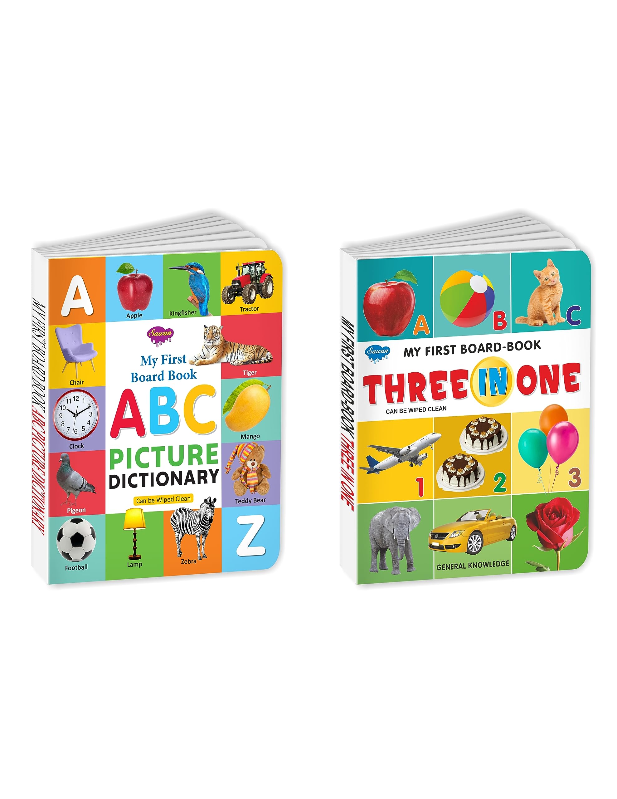 Sawan Set Of 2 Books My First Board Book (Abc Picture Dictionary, Three In One)