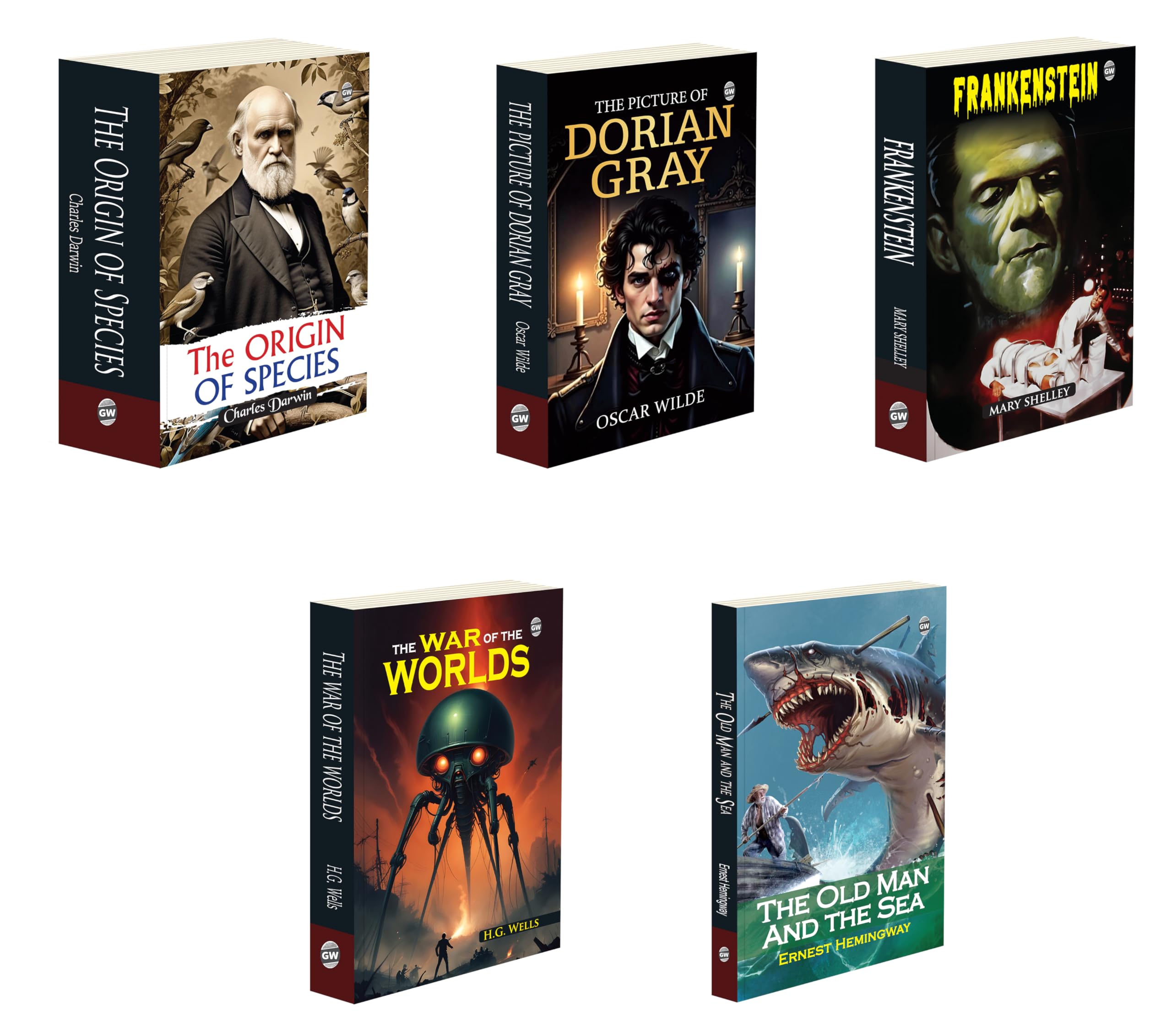 The War of the Worlds, Frankenstein, The Picture of Dorian Gray, The Old Man and the Sea & The Origin of Species(Paperback): Tim