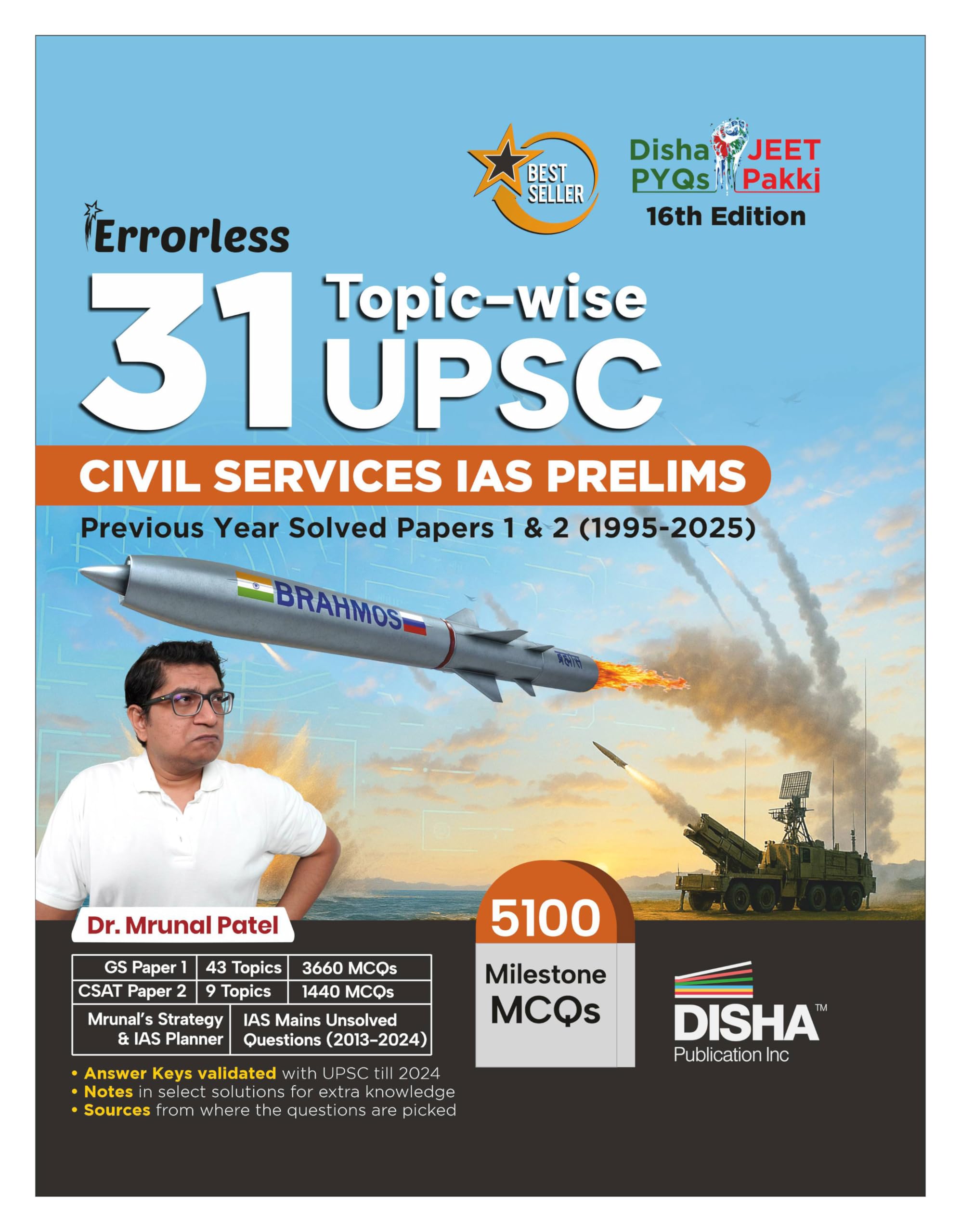 Disha 31 TopicWise Upsc Civil Services Ias Prelims Previous Year Solved Papers 1 & 2 (1995  2025) By Mrunal Patel 16Th Edition