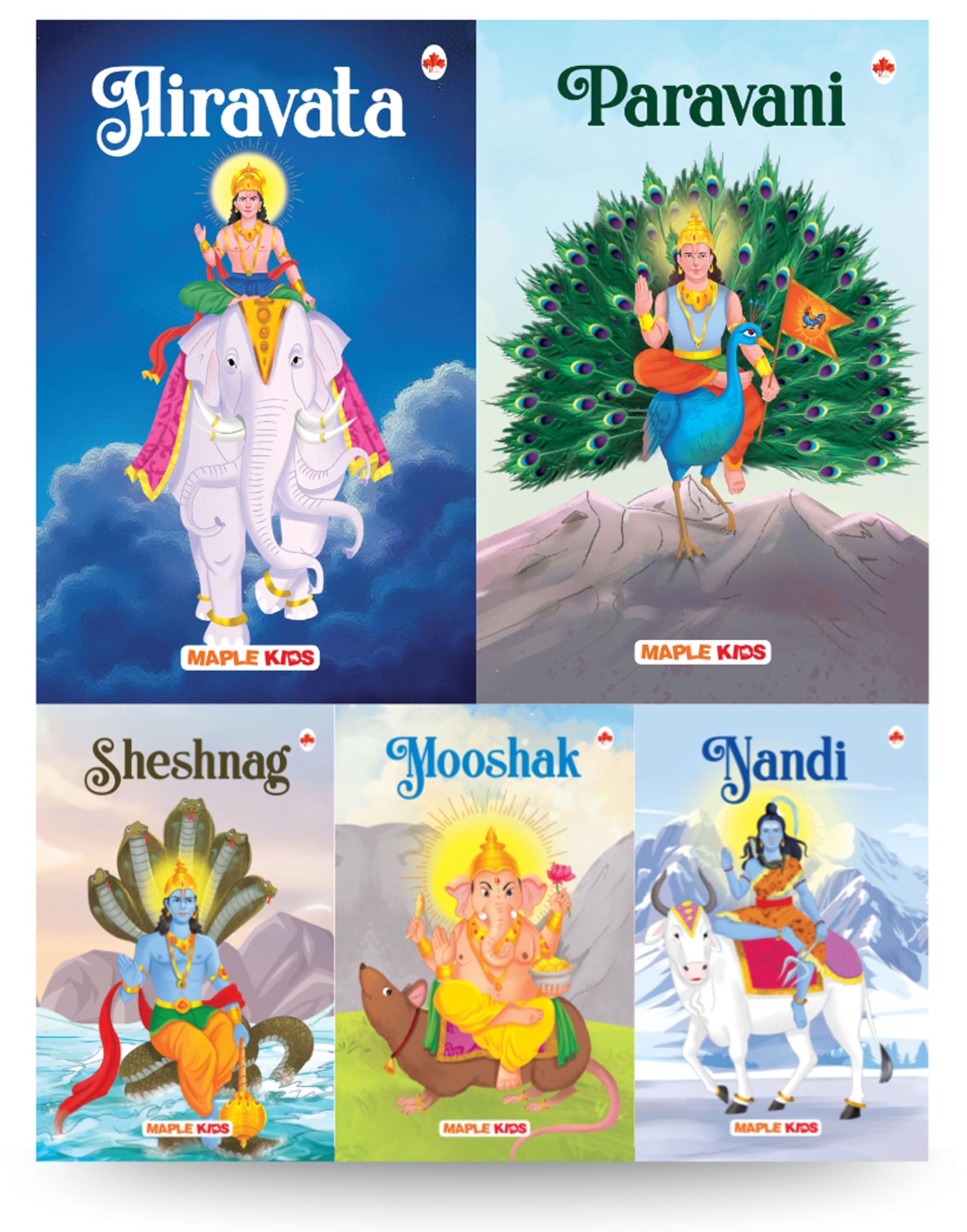 Story Books for Kids  Nandi, Mooshika, Sheshnag, Airvata, Paravani (Set of 5 Books) (Illustrated)  Gods Vehicles  Mythology S