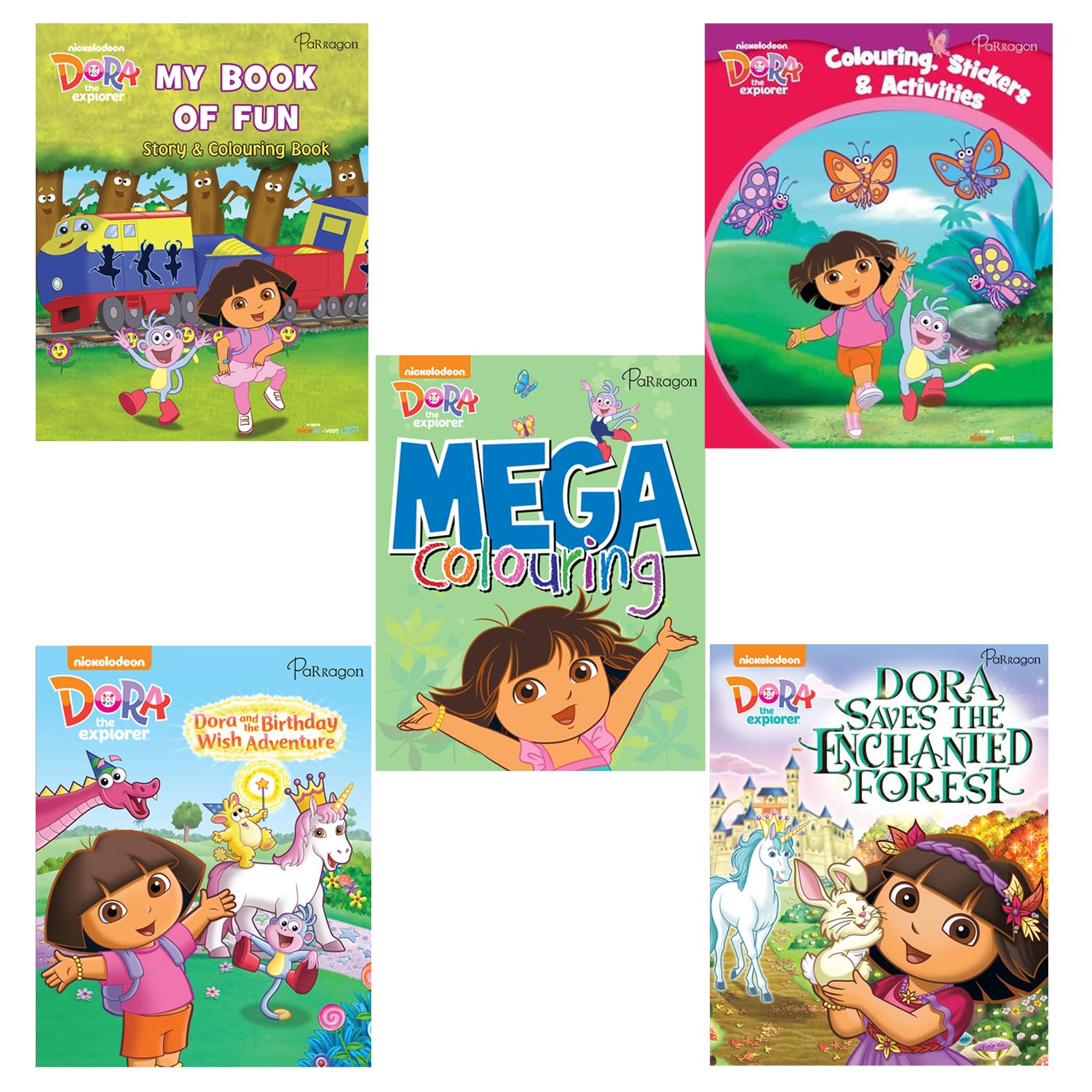 Dora the Explorer Fun Pack of Activity| Story book| Colouring| Sticker play book Set of 5