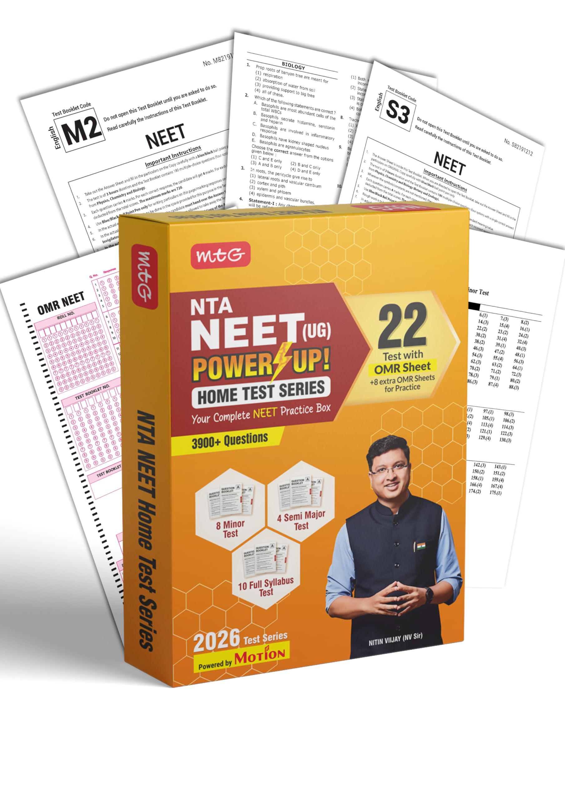 MTG NTA NEET Home Test Series For 2026 Exam By NV Sir | 22 Mock Test Papers + OMR Sheet for Practice | 3900+ MCQs With Answer Ke