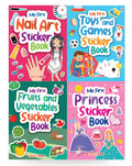 Sticker Books (Set Of 4 Books)  Fruits And Vegetables, Nail Art, Toys And Games, Princess  Activity Books For Kids  Stickers 