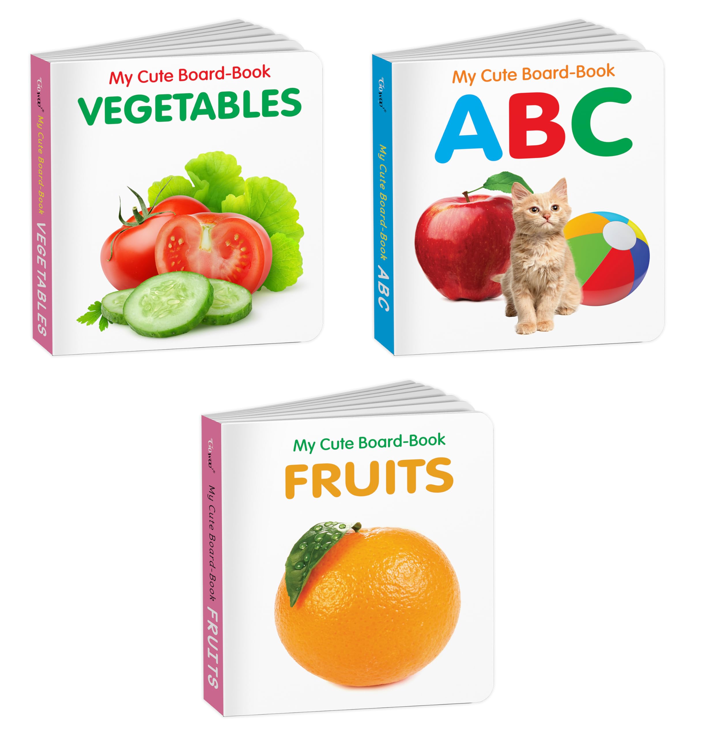 First library books for babies : ABC, Fruits and Vegetables  Allinone learning board books, Preschool educational board books