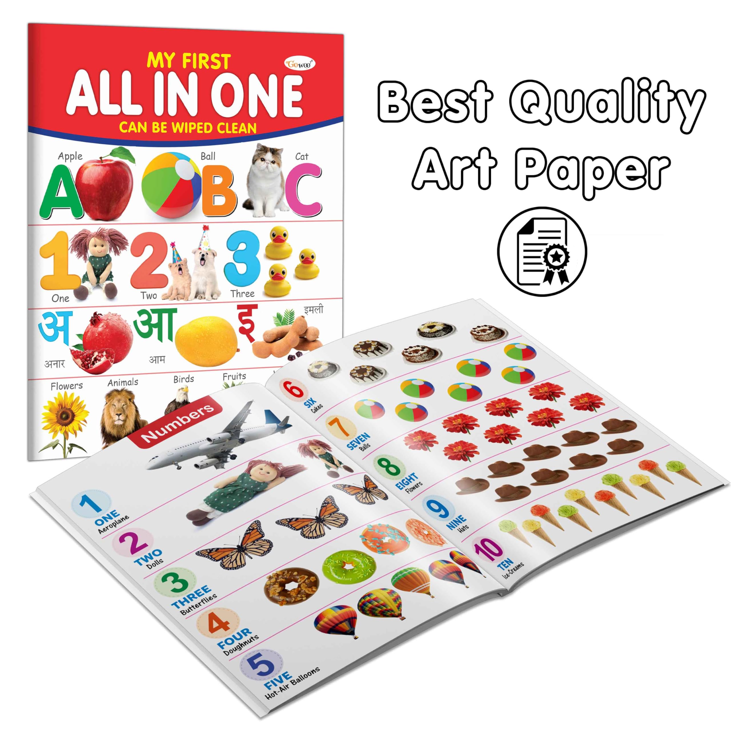 MY FIRST ALL IN ONE (CAN BE WIPE CLEAN) : (Waterproof, DustResistant, Big Fonts, Hard Laminated, Realistic Pictures, Tear Resis