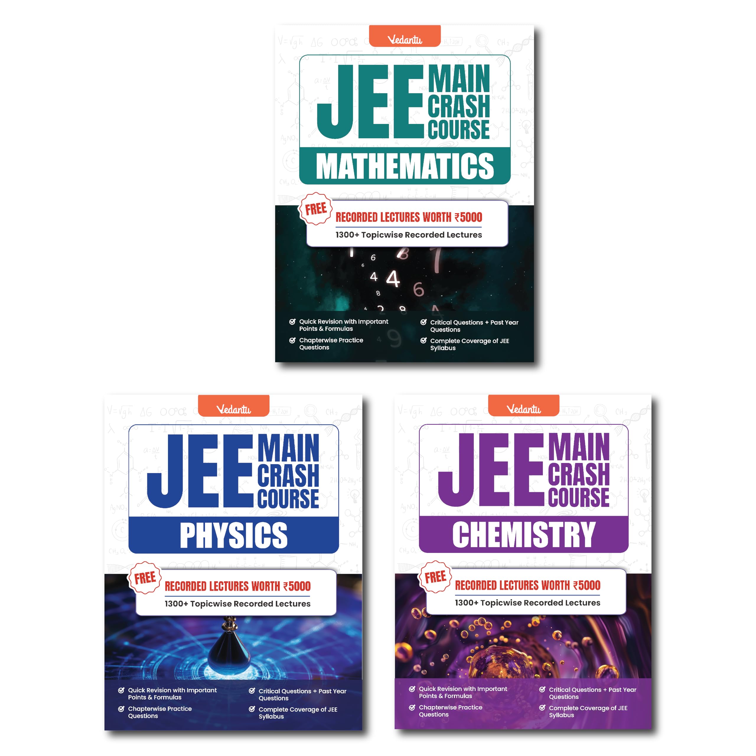 Vedantu JEE Main 2025 Crash Course Set of 3 Books Physics, Chemistry, Mathematics | Latest Syllabus for JEE Main & Advanced 2025