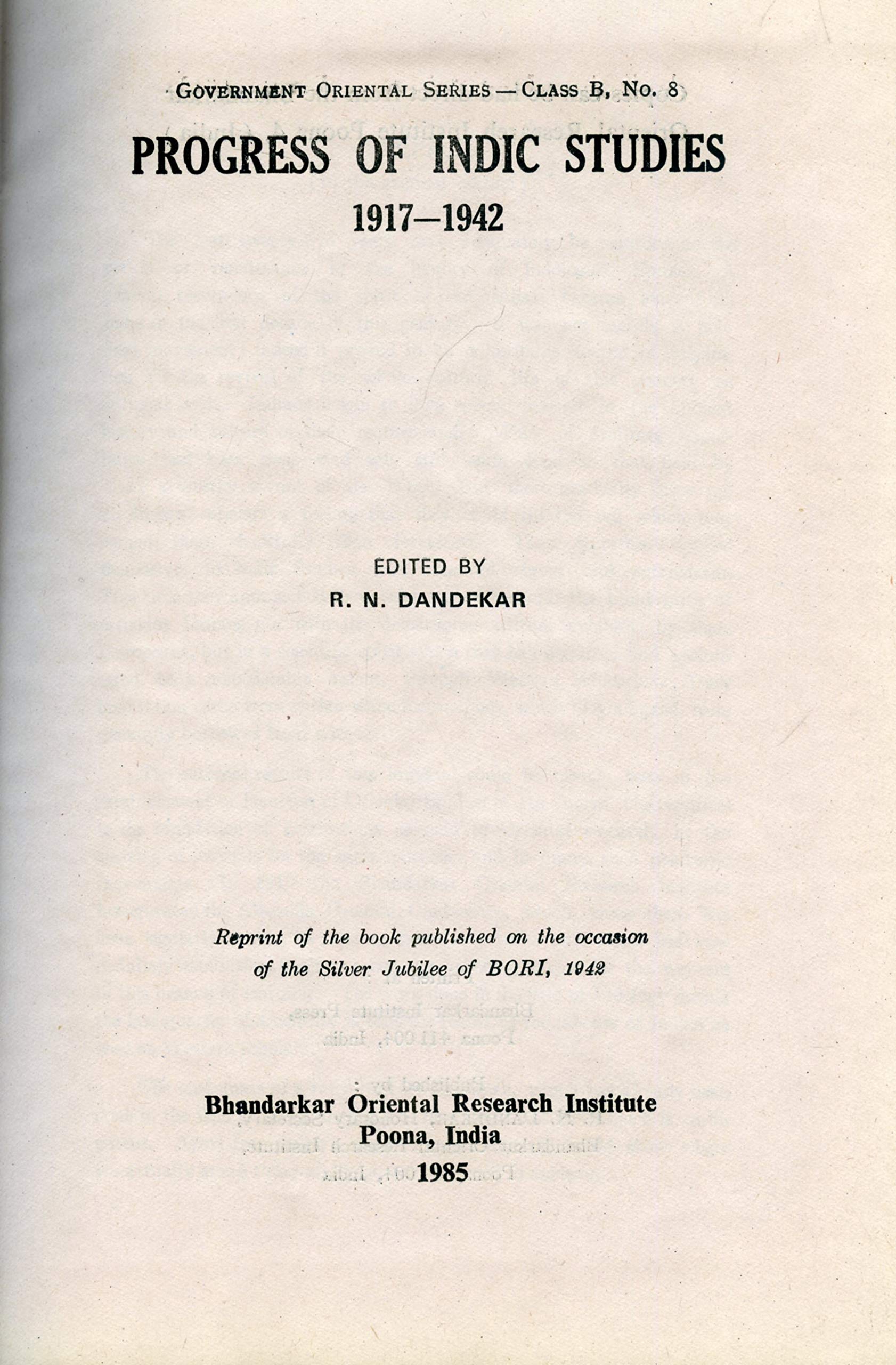 Progress Of The Indic Studies