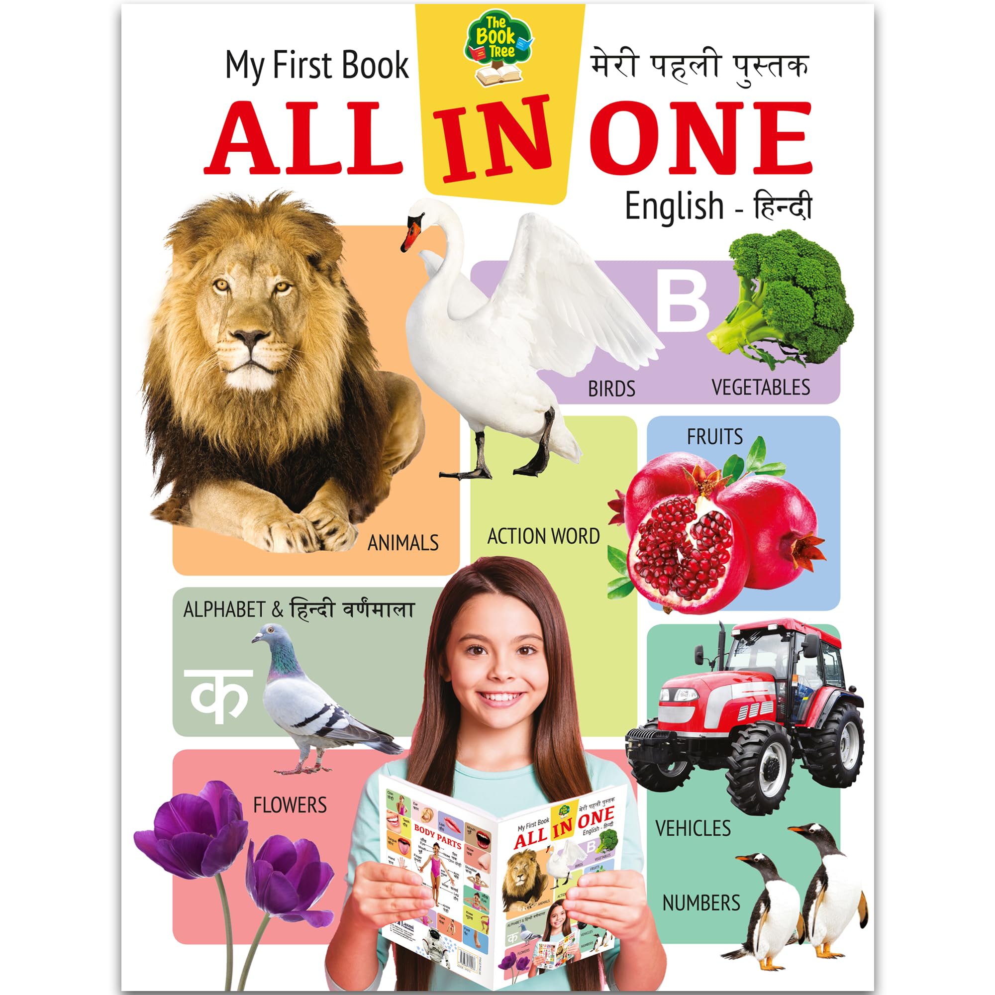 My First AllinOne Book for Kids | HindiEnglish Early Learning Book with Big Fonts & Colorful Images | 48 Pages of Alphabets, 
