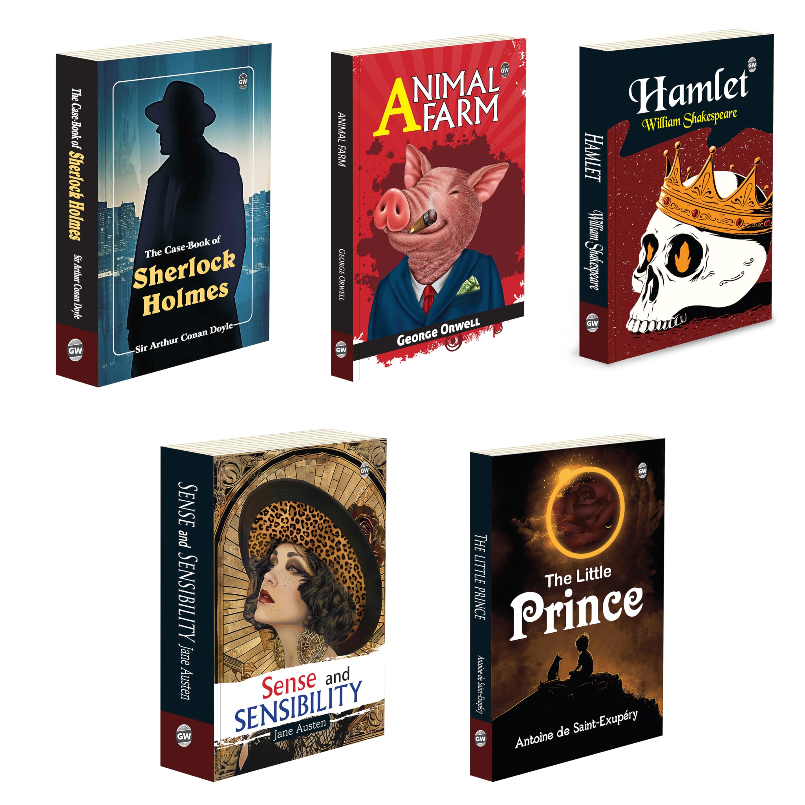 The Case Book Of Sherlock Holmes, Animal Farm, Hamlet, Sense and Sensibility (Paperback) and The Little Prince (Paperback) : De