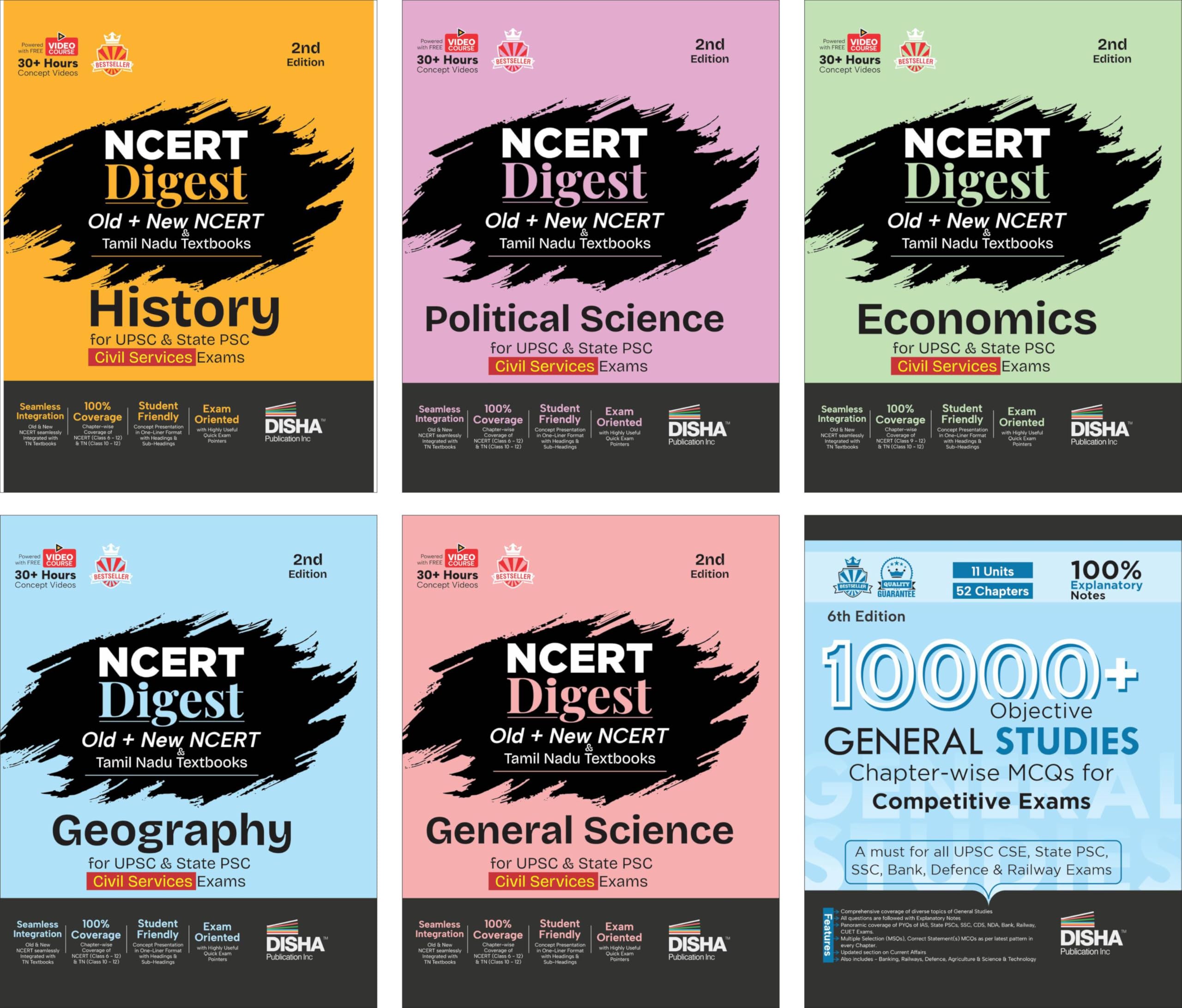 Disha Ncert (Old + New) + Tamil Nadu General Studies Digest With 10000+ Mcqs For Upsc & State Psc Civil Services 2Nd Edition | H