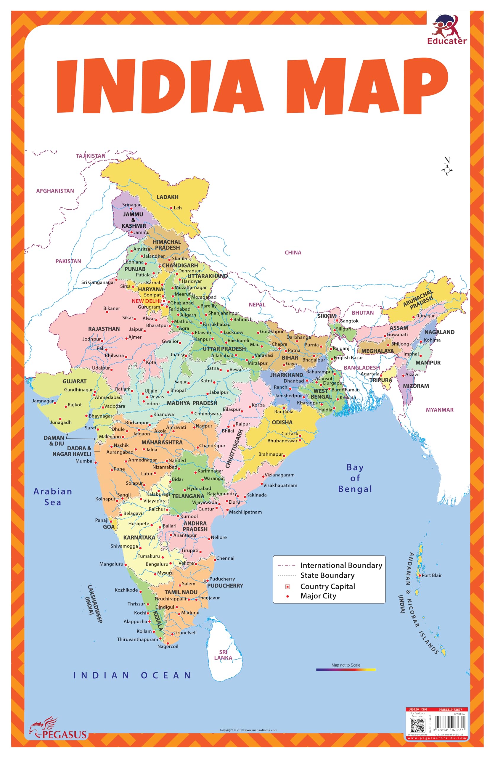 India Map  Thick and Laminated Chart