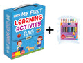 My first learning Activity bag and 10 COLOUR PENCILS : Kids activity book, Activity Bag for early learners, Mazes,Small Letters,